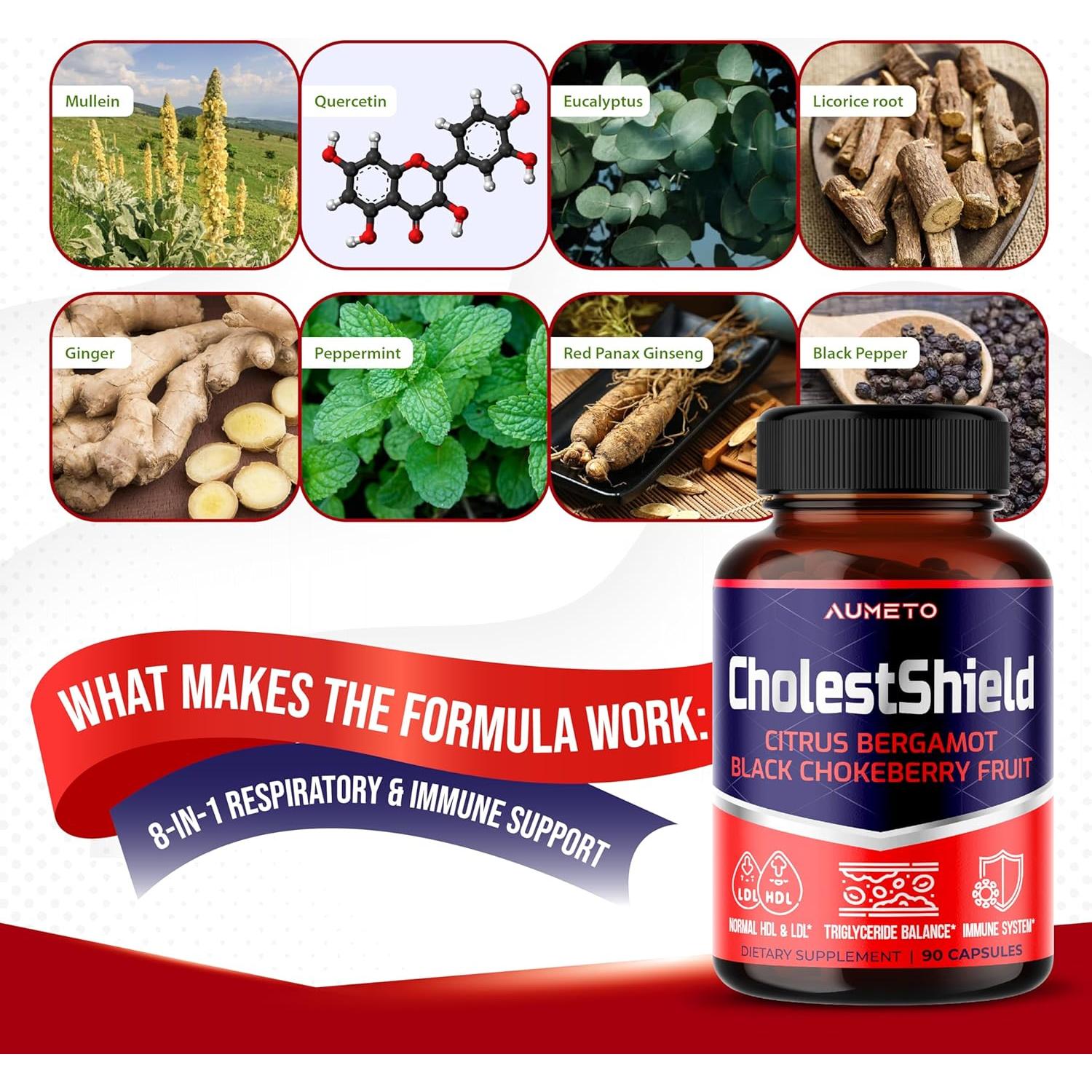 Suplemento Aumeto Mullein Quercetina Regaliz 150 Cápsulas