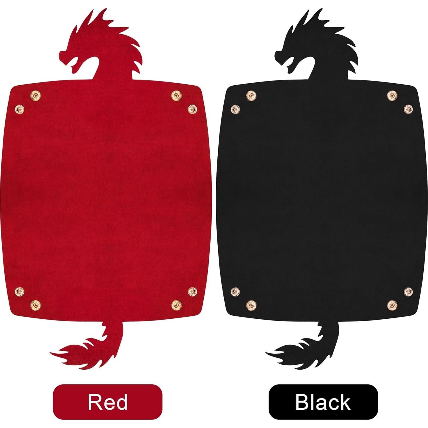 Bandeja de Dados de Dragón SIQUK 2 Piezas PU Cuero Negro Rojo