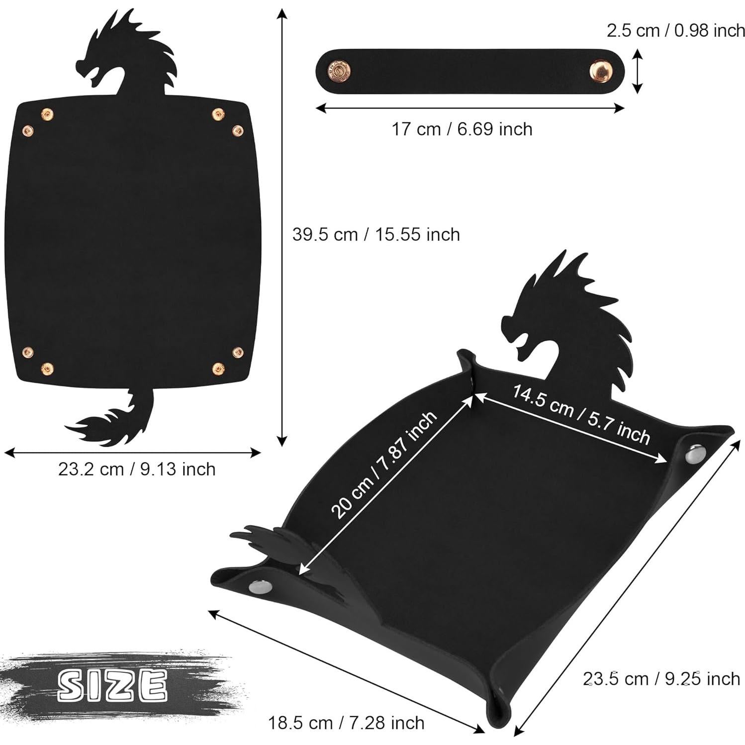 Bandeja de Dados de Dragón SIQUK 2 Piezas PU Cuero Negro Rojo