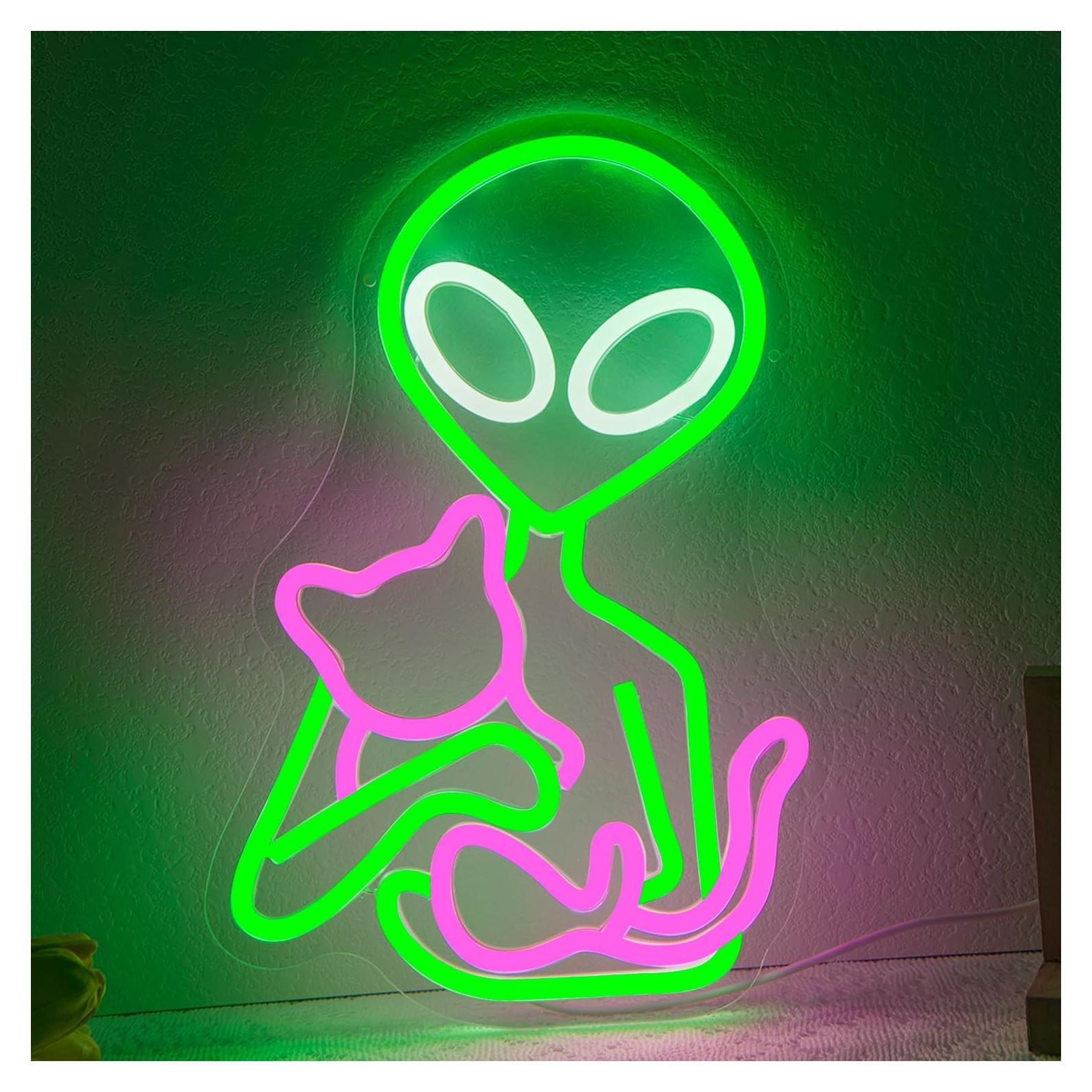 Luz de Neón LED Alienígena Gato OvoNinn 33.9x33.9 cm