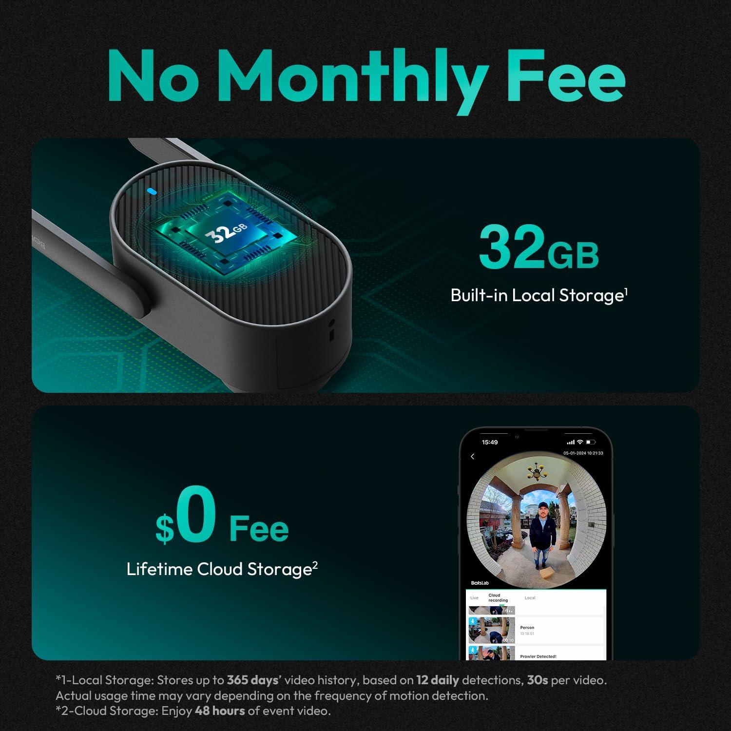 Cámara de Timbre Inalámbrica BOTSLAB R811 5MP 180°