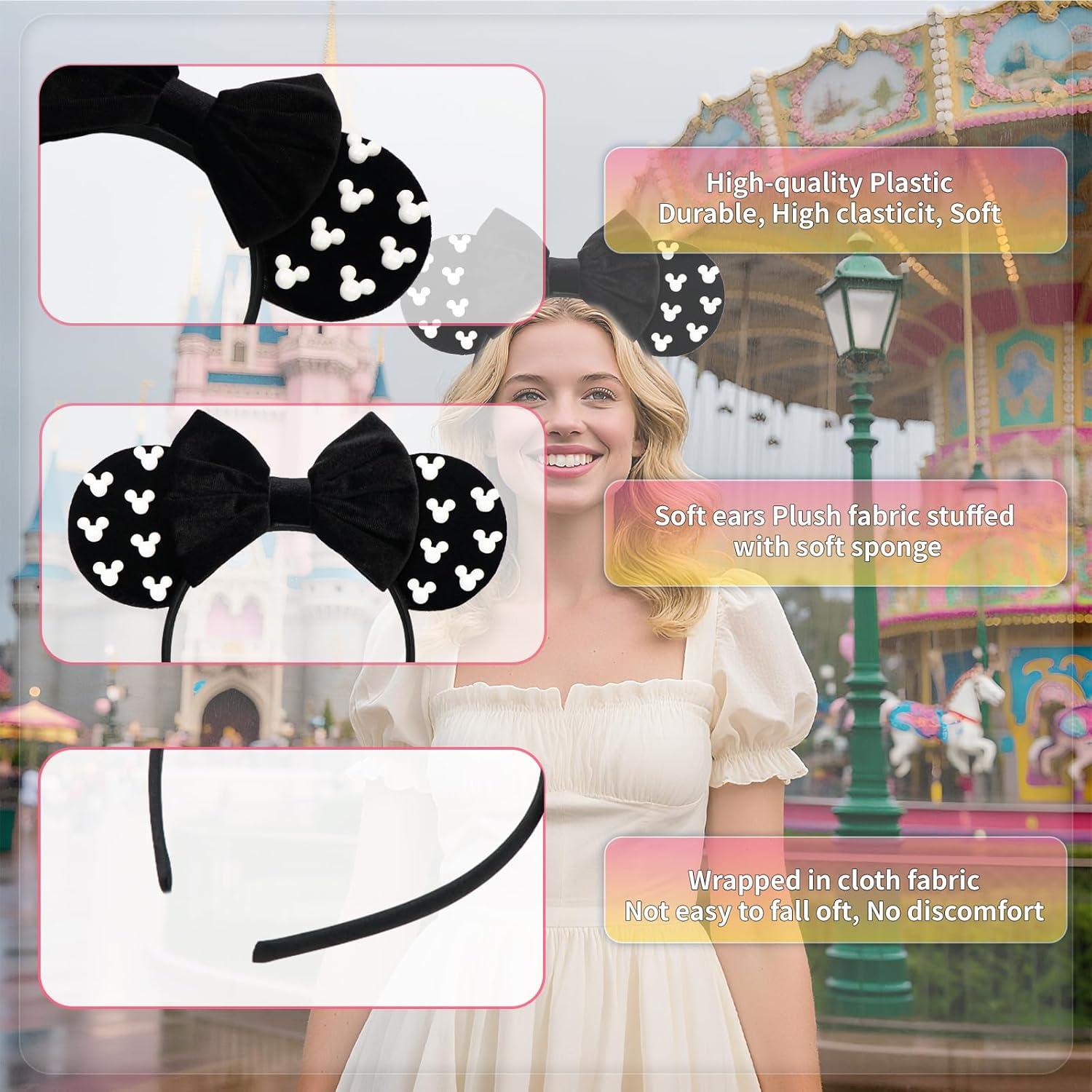 Diadema de Orejas de Ratón KienKan Negra con Lazo - Accesorio Fiesta