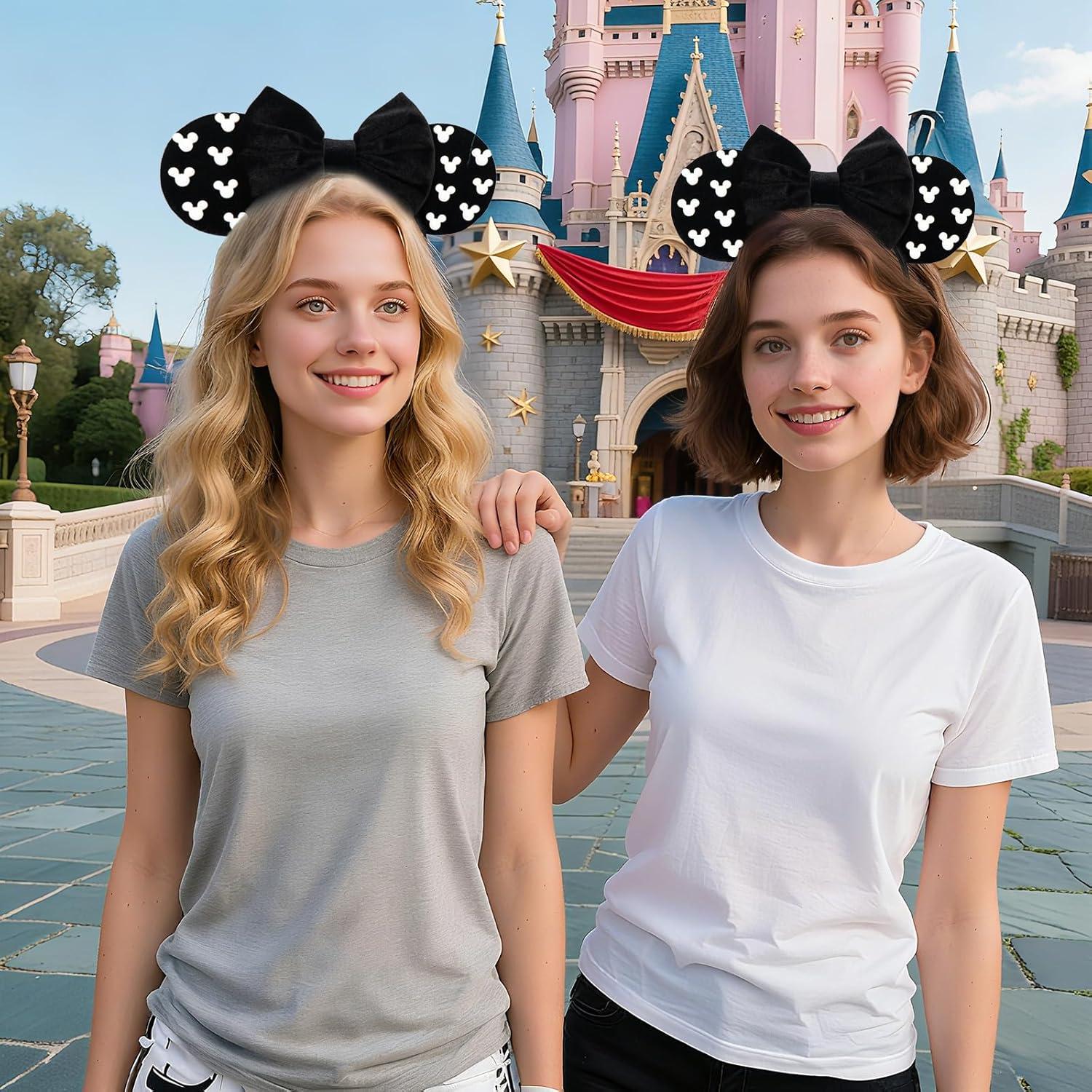 Diadema de Orejas de Ratón KienKan Negra con Lazo - Accesorio Fiesta