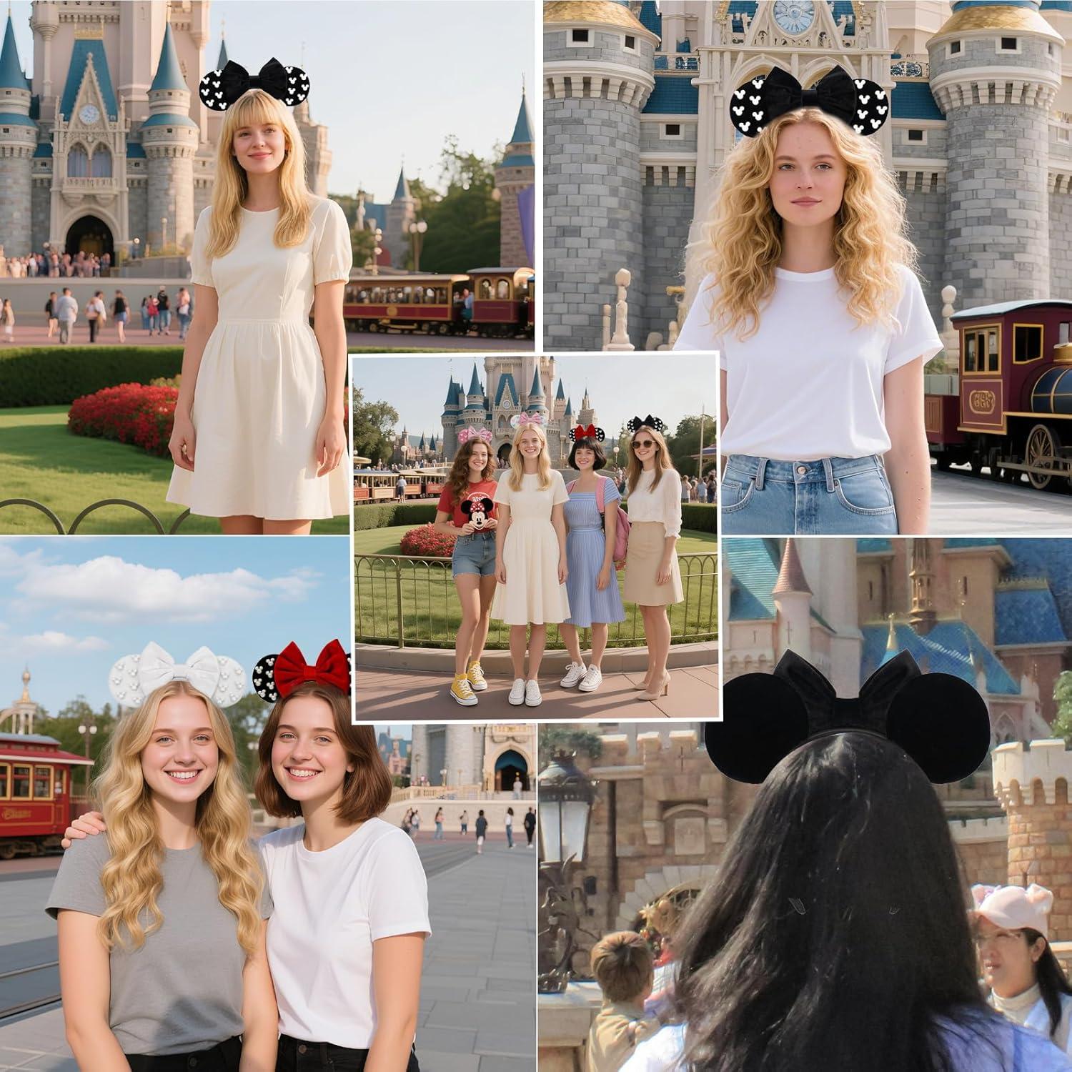 Diadema de Orejas de Ratón KienKan Negra con Lazo - Accesorio Fiesta