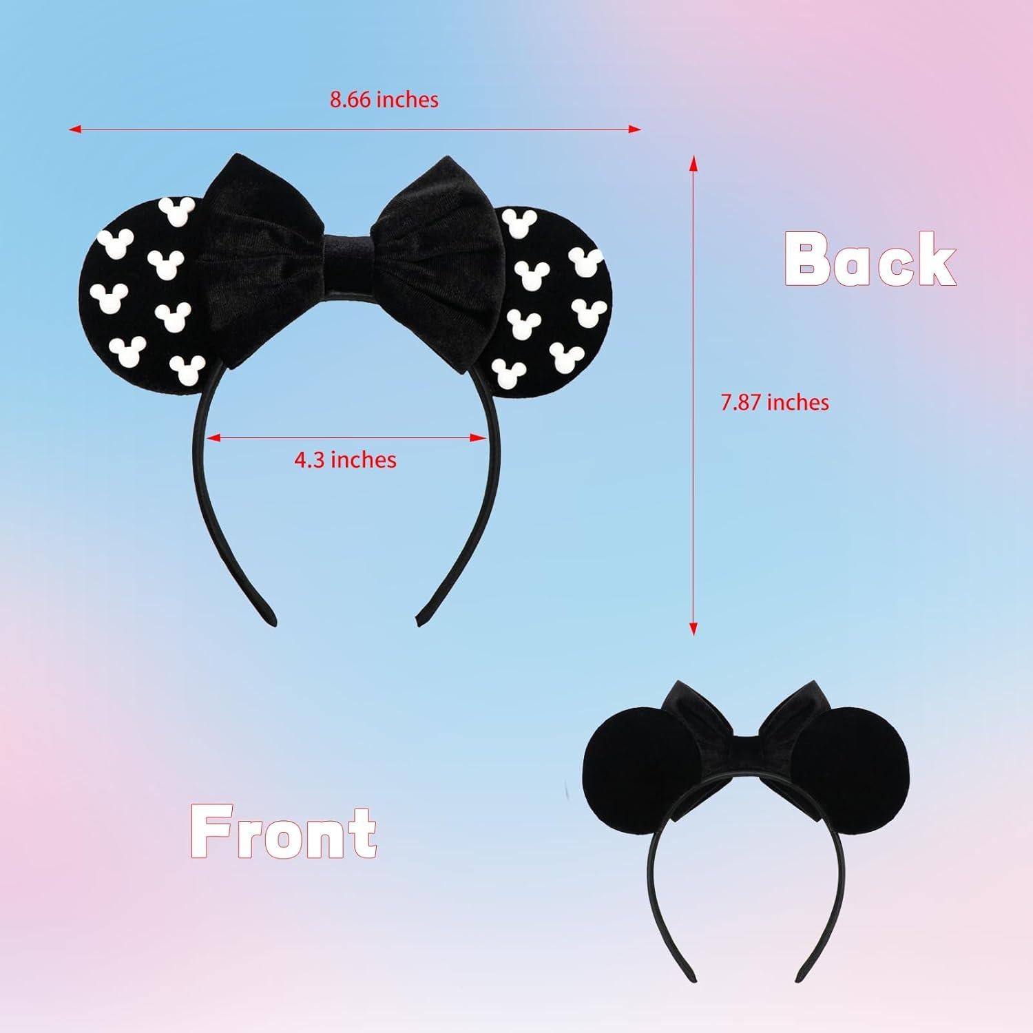 Diadema de Orejas de Ratón KienKan Negra con Lazo - Accesorio Fiesta
