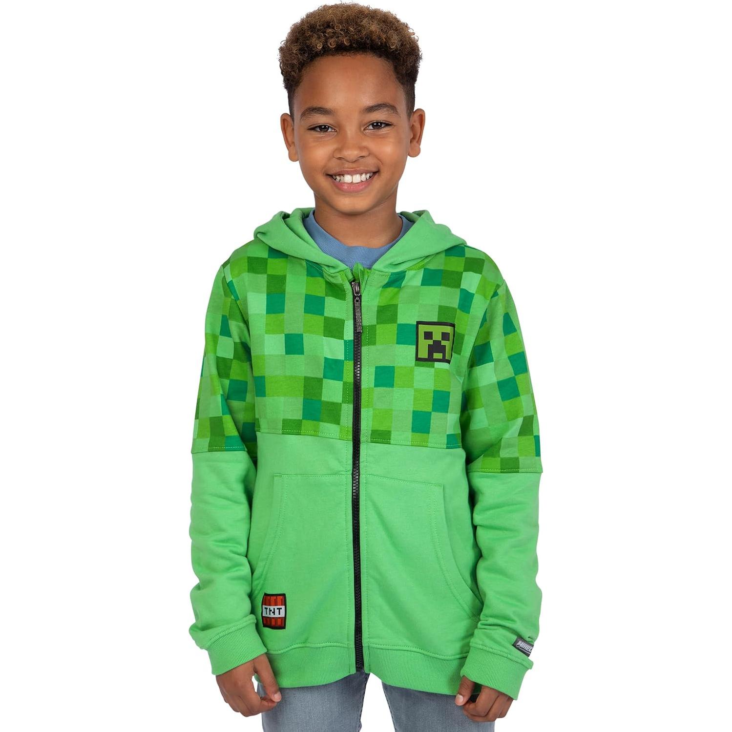 Sudadera con cremallera Minecraft Creeper para niños 6-14