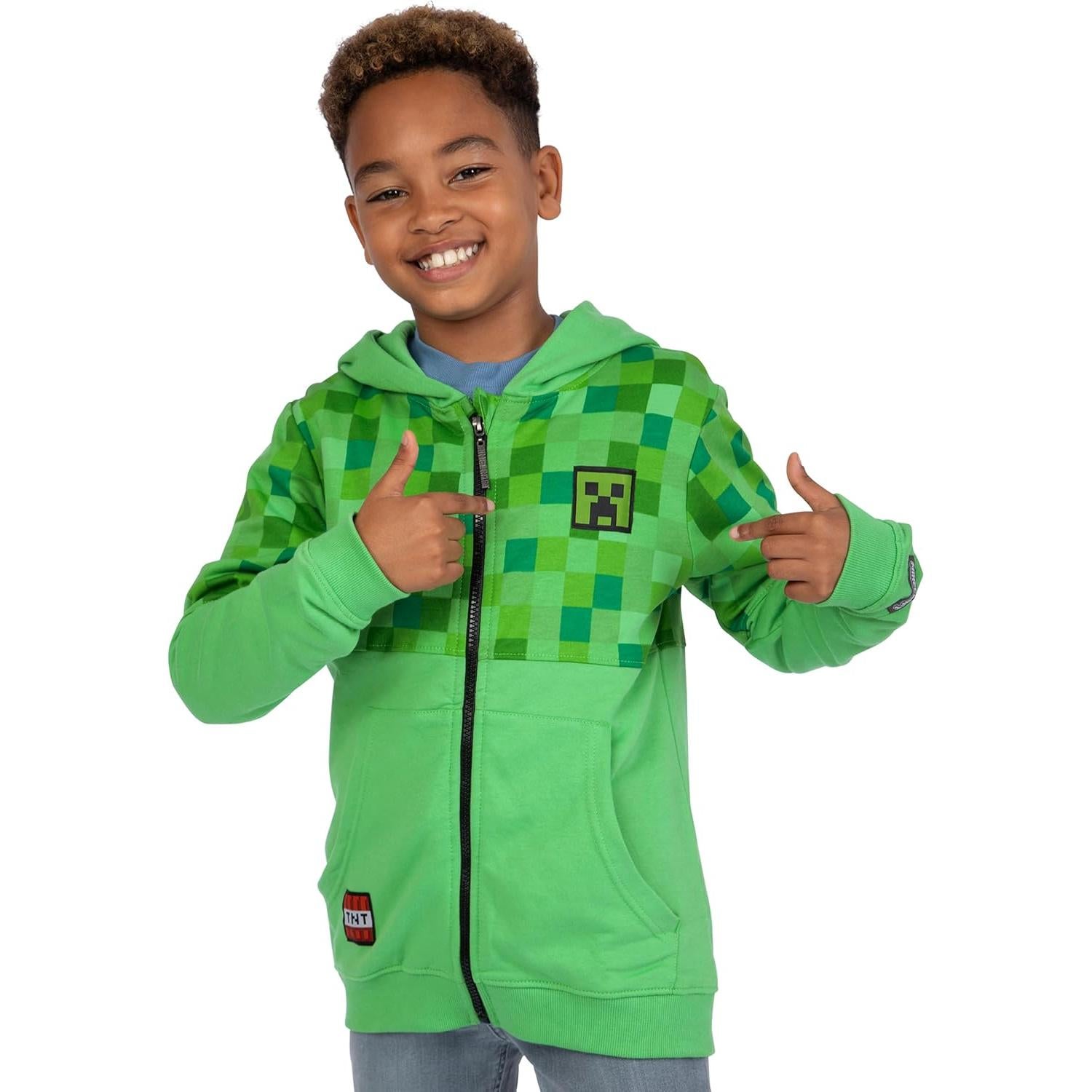 Sudadera con cremallera Minecraft Creeper para niños 6-14