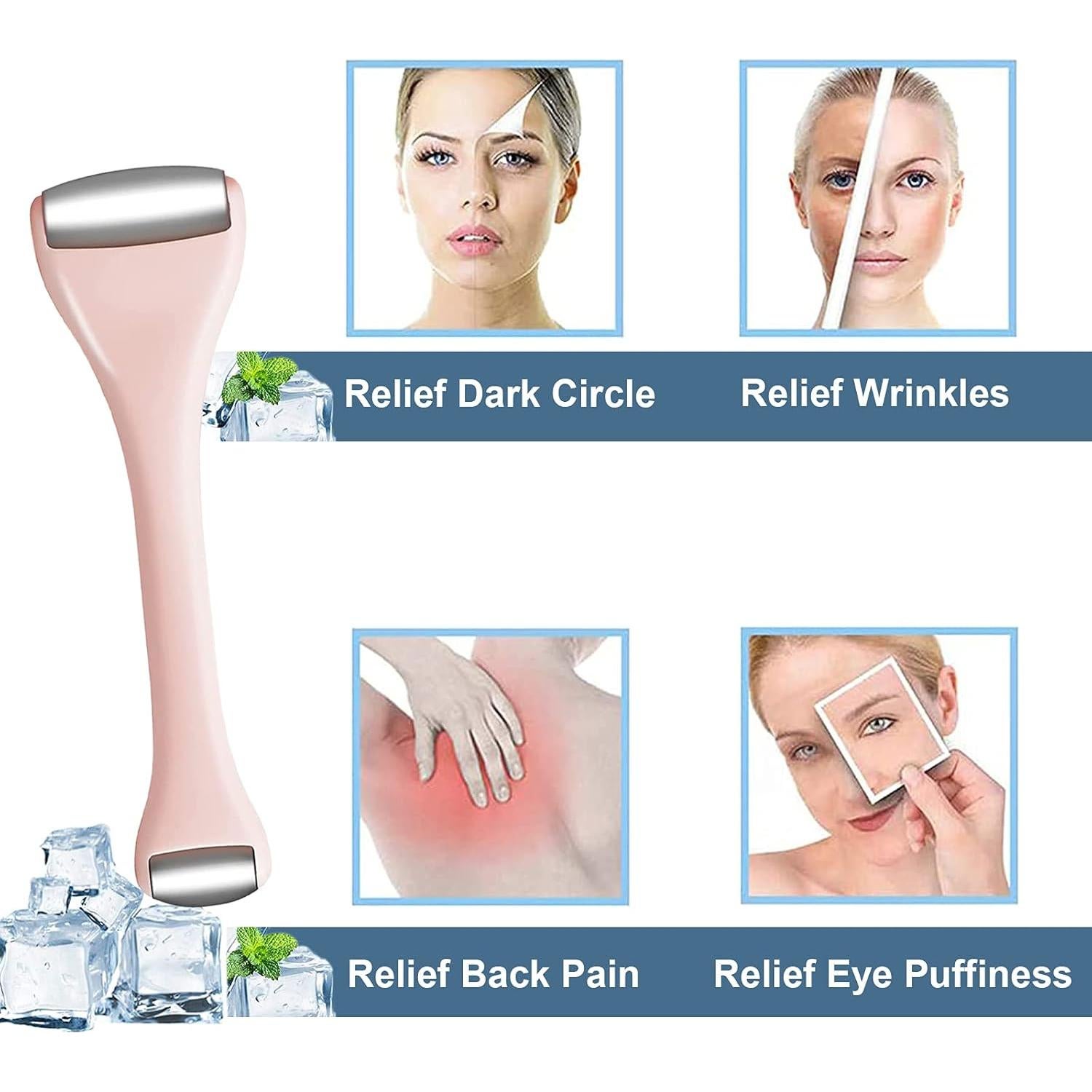 Mini Rodillo de Hielo para Ojos Rosarden - Alivio de Hinchazón y Arrugas