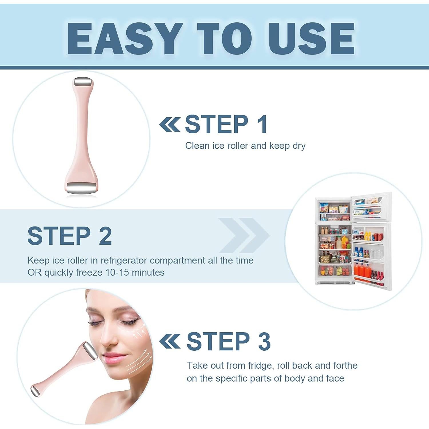 Mini Rodillo de Hielo para Ojos Rosarden - Alivio de Hinchazón y Arrugas