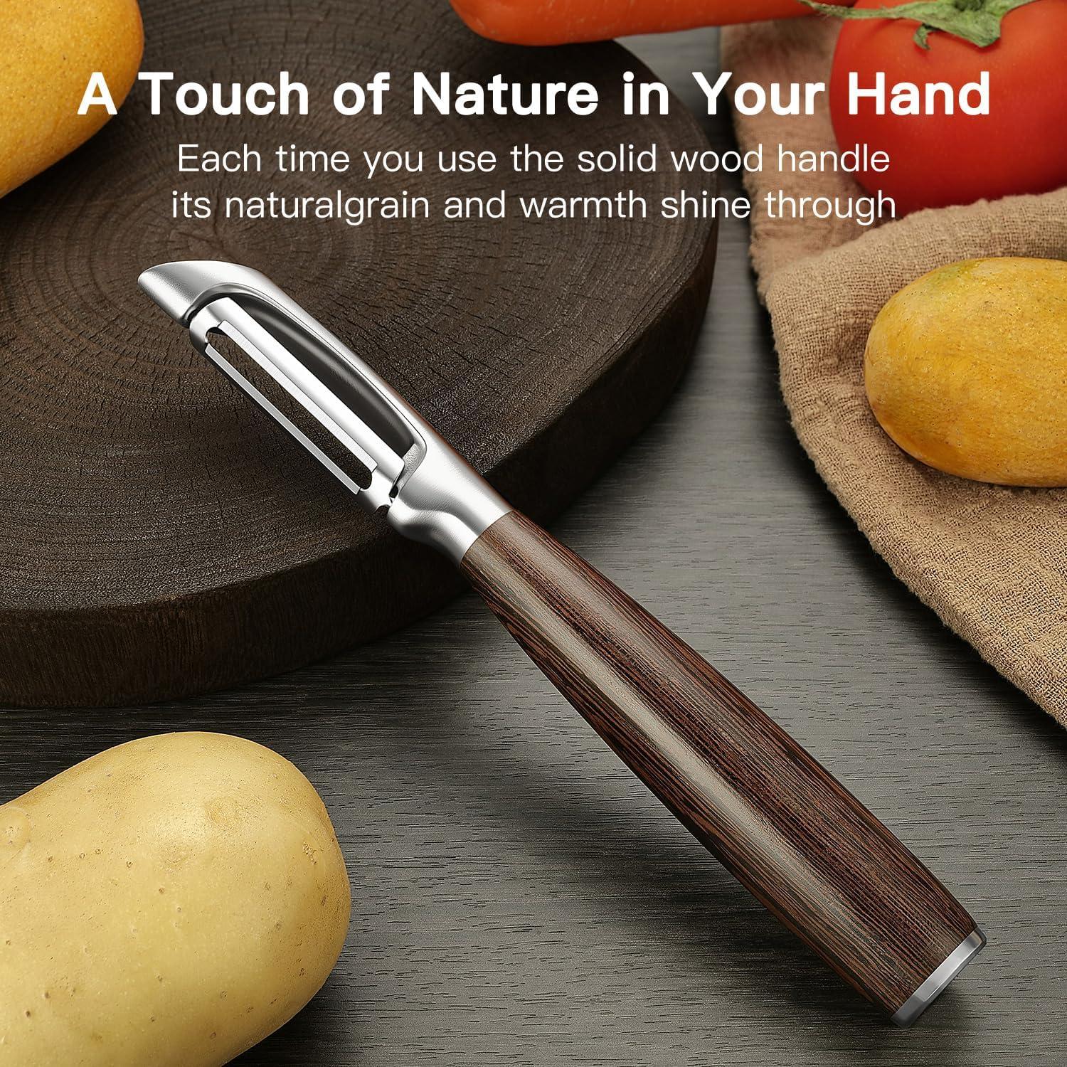 Pelador de Verduras LUNERKU Tipo I Acero Inoxidable Mango Madera
