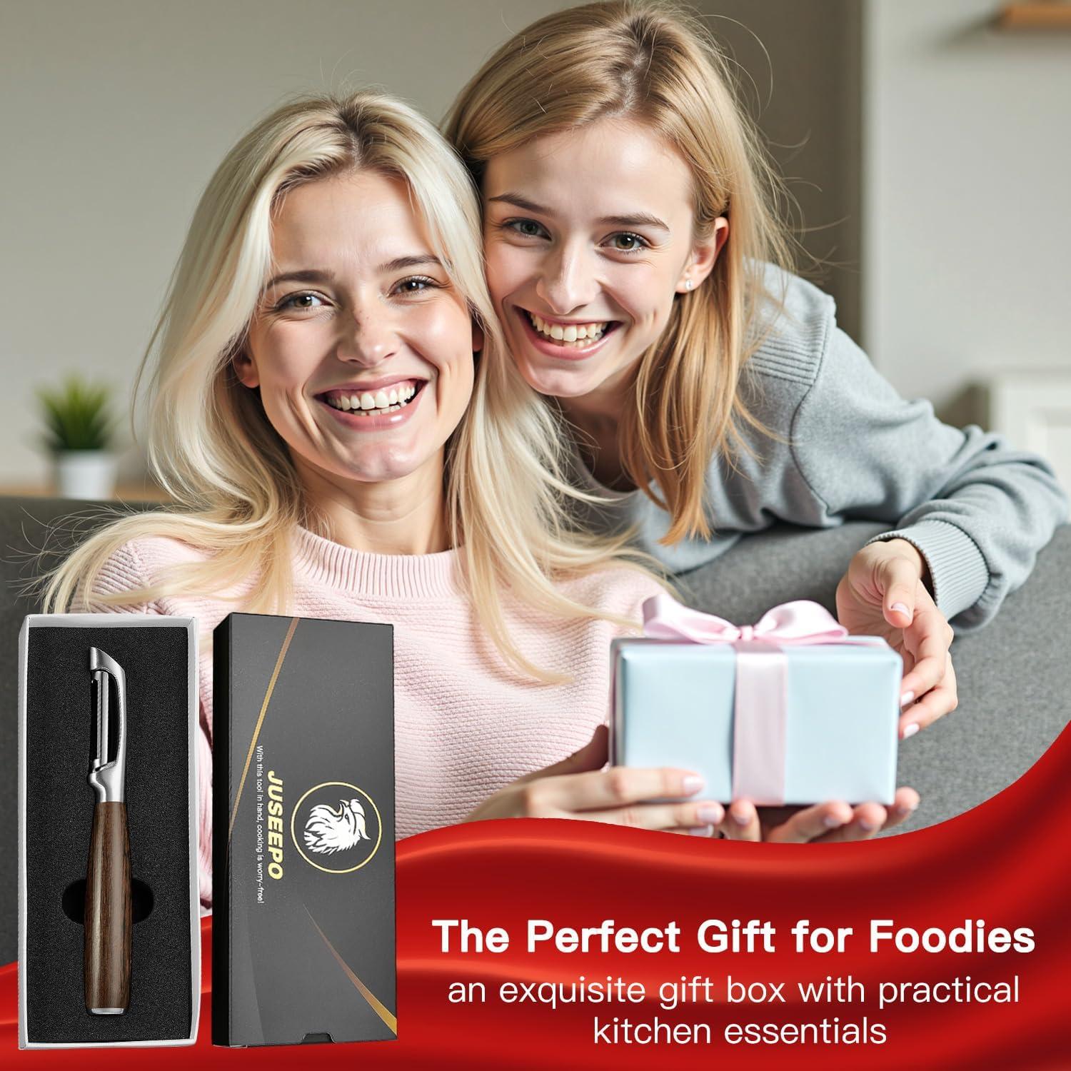 Pelador de Verduras LUNERKU Tipo I Acero Inoxidable Mango Madera