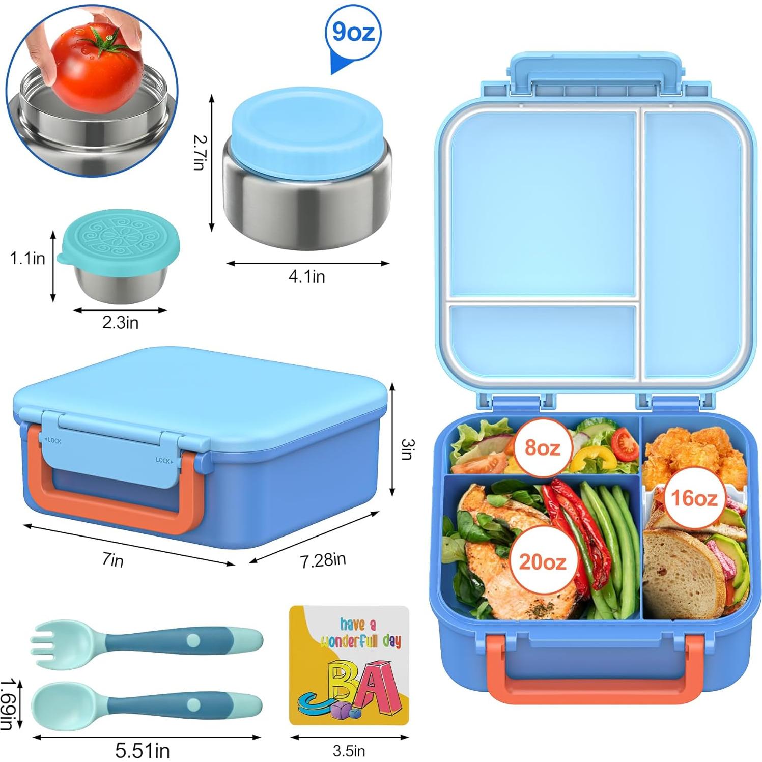 Caja de Almuerzo Bento Wiwens Azul 5 Piezas 4 Compartimentos