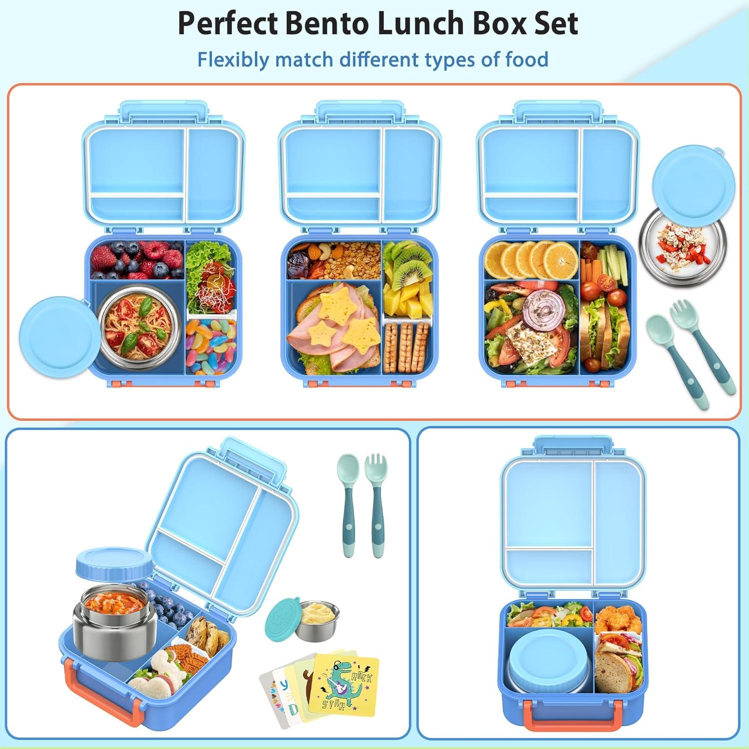 Caja de Almuerzo Bento Wiwens Azul 5 Piezas 4 Compartimentos