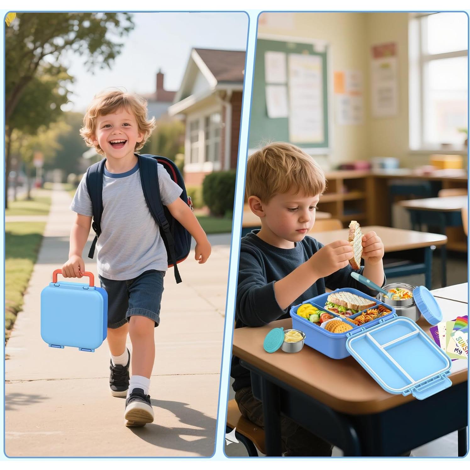 Caja de Almuerzo Bento Wiwens Azul 5 Piezas 4 Compartimentos