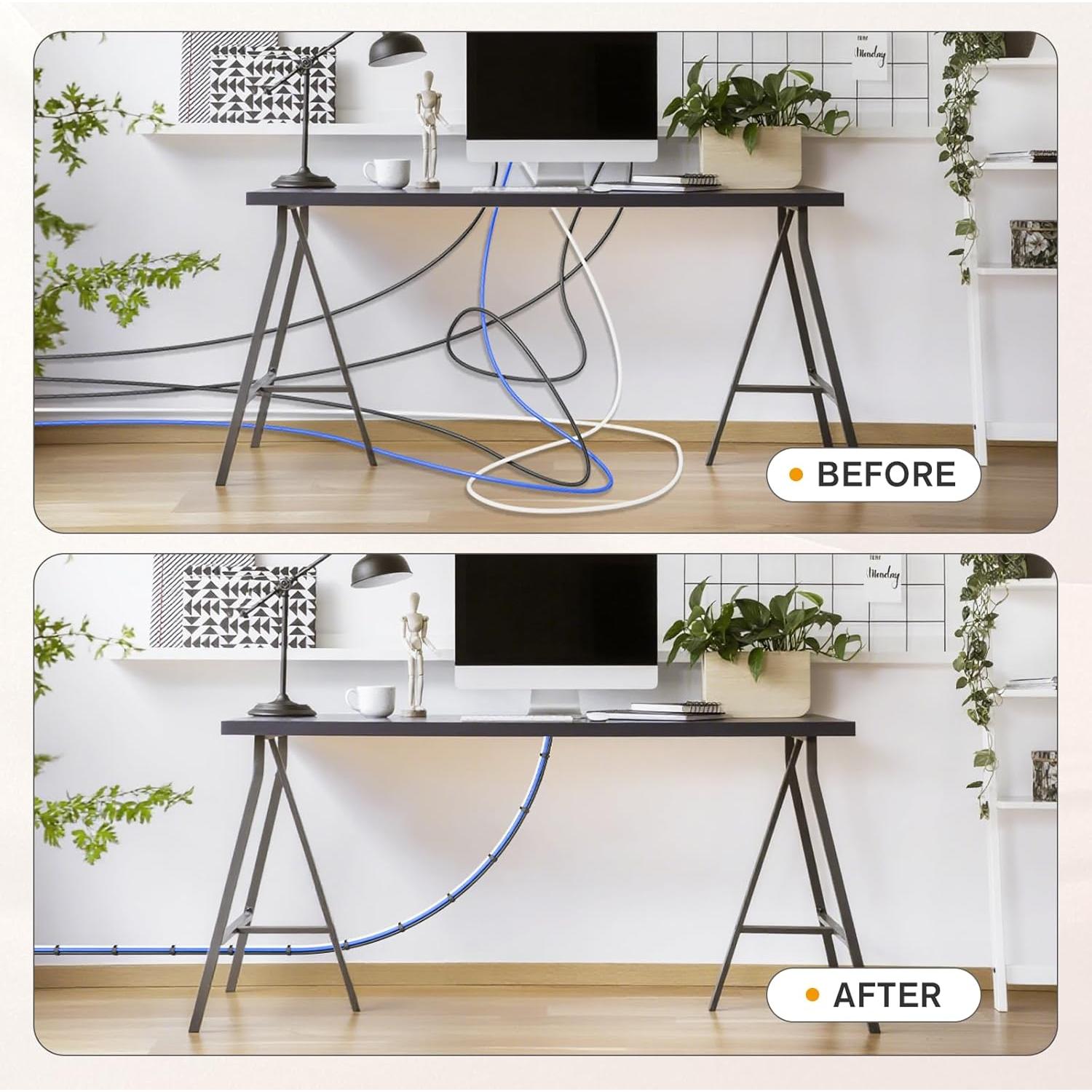 CableGeeker 60 Correas de Cable Reutilizables 15.24 cm Negro