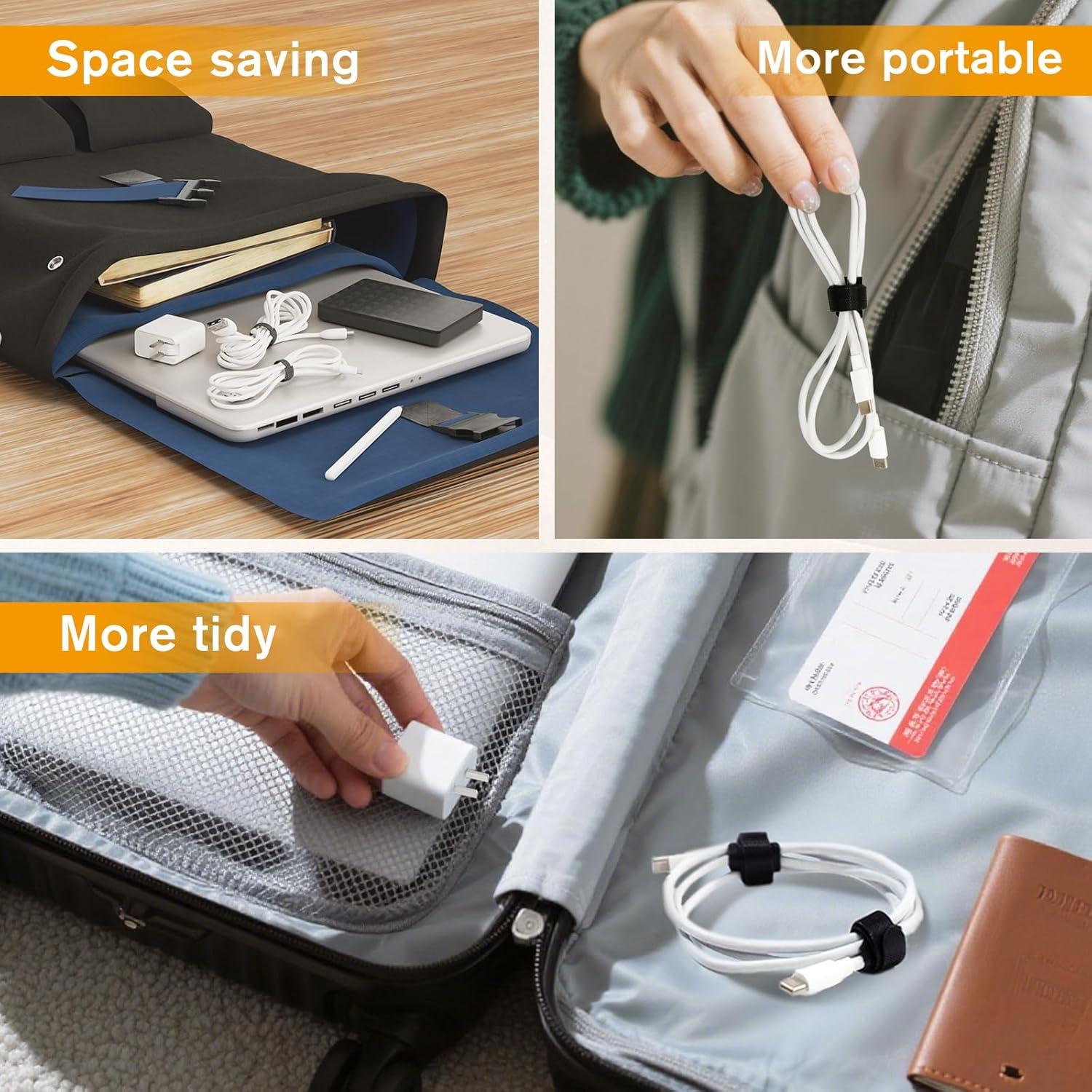 CableGeeker 60 Correas de Cable Reutilizables 15.24 cm Negro