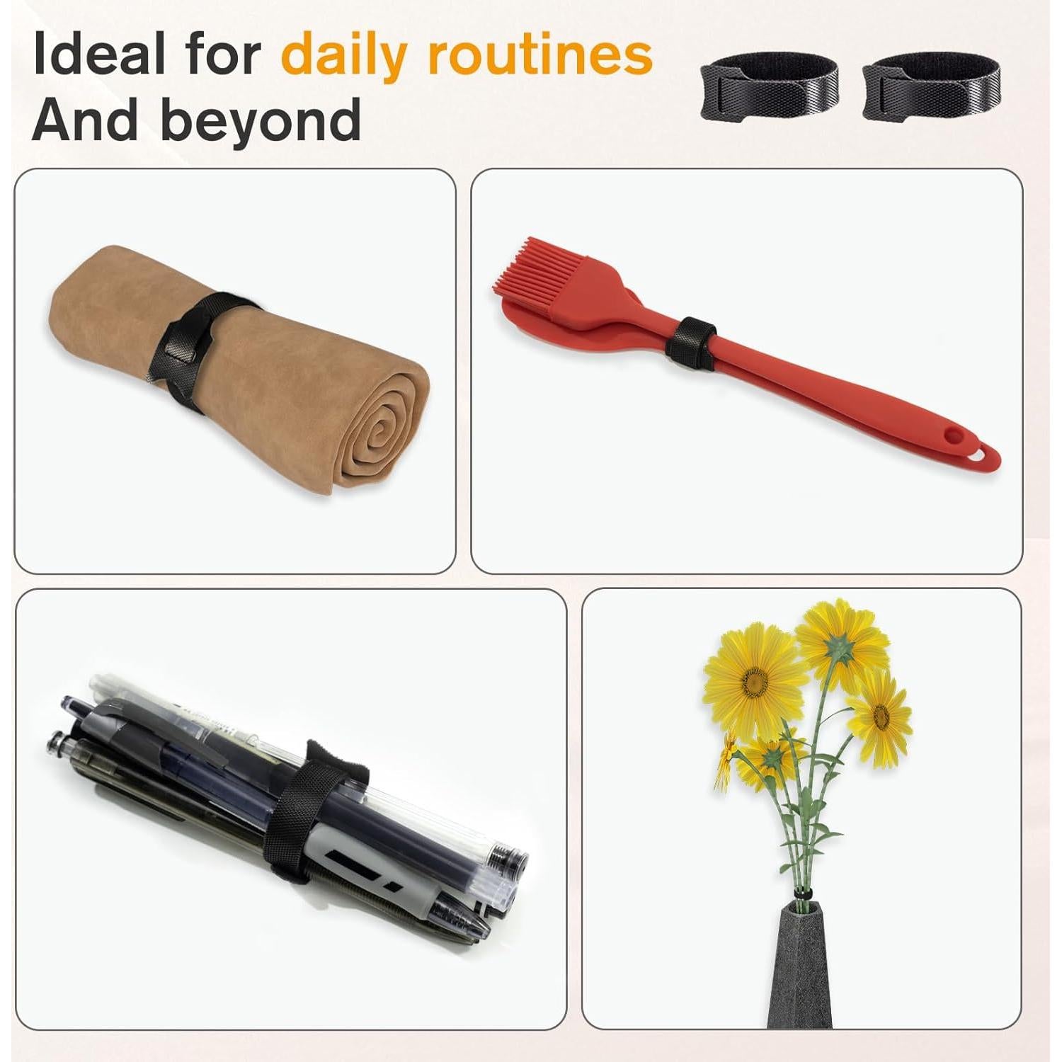 CableGeeker 60 Correas de Cable Reutilizables 15.24 cm Negro