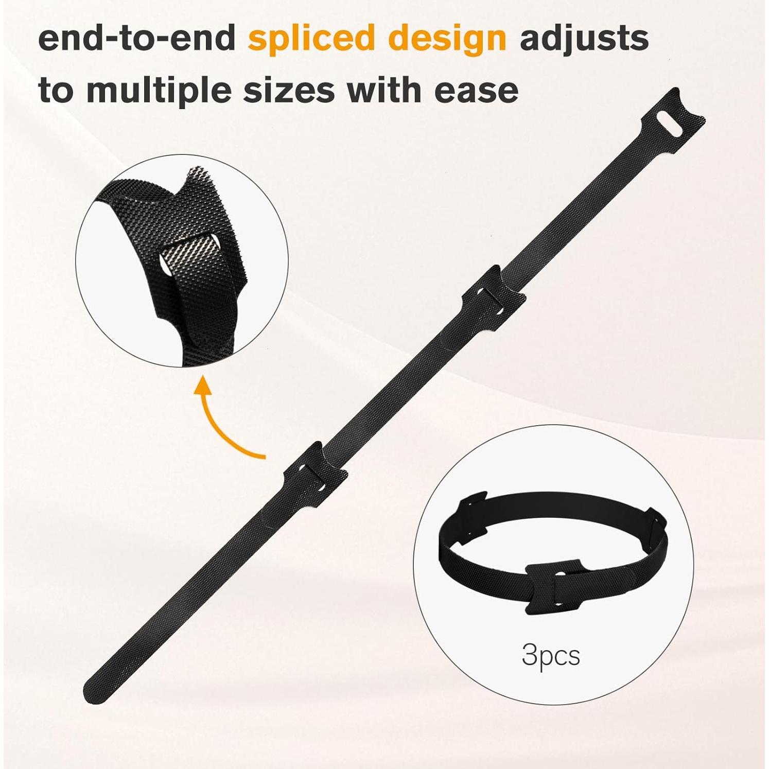 CableGeeker 60 Correas de Cable Reutilizables 15.24 cm Negro