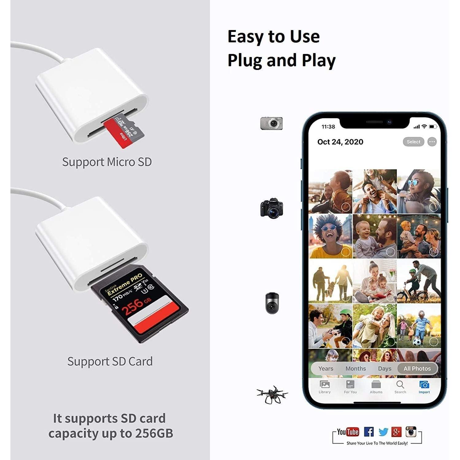 Lector de Tarjetas SD esbeecables Lightning 2 en 1 para iPhone/iPad
