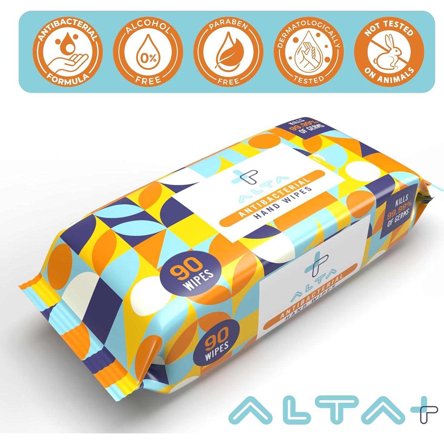 Toallitas Antibacteriales ALTA + 90 Unidades Sin Alcohol