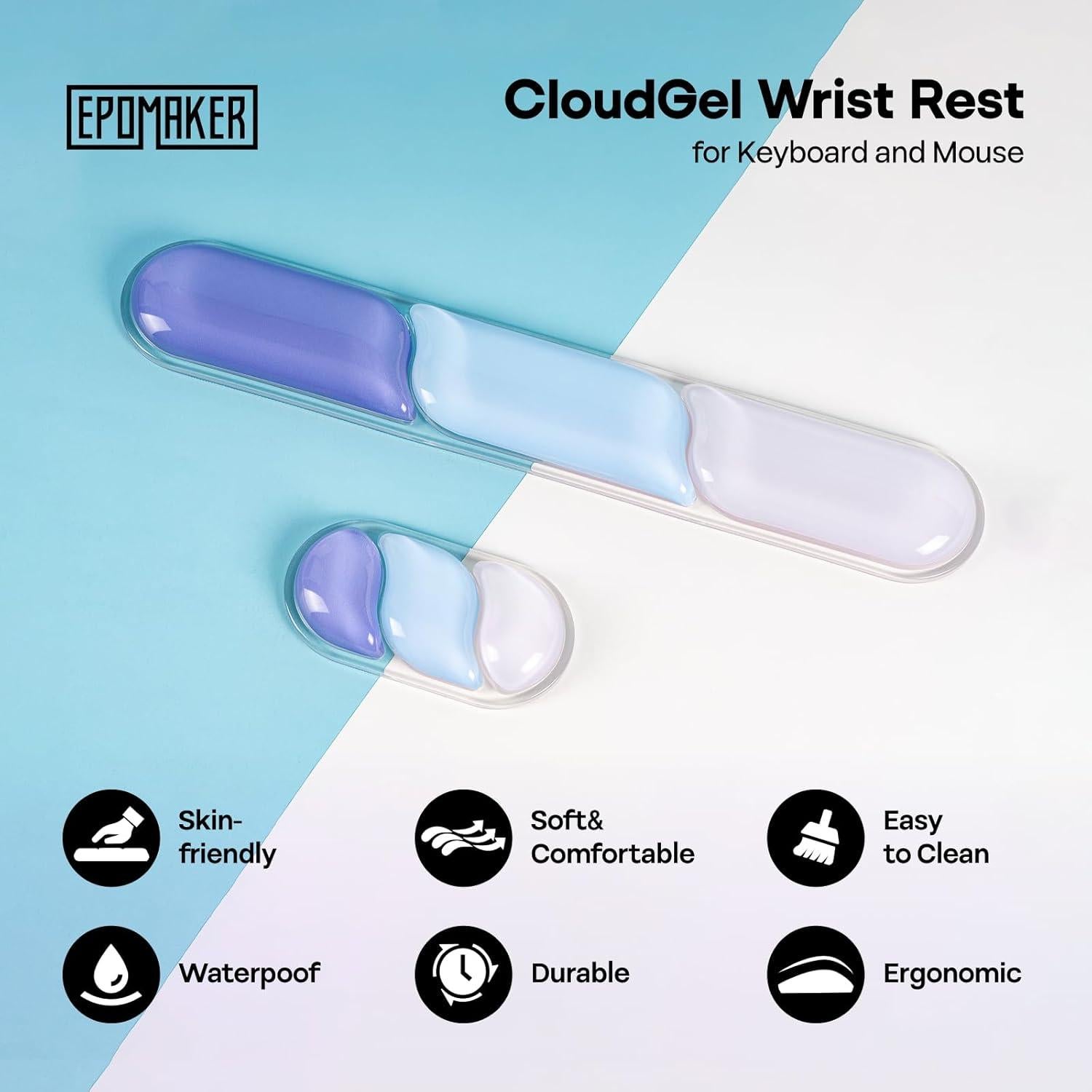 Reposamuñecas Ergonómico EPOMAKER CloudGel Azul 43.5x7.5cm