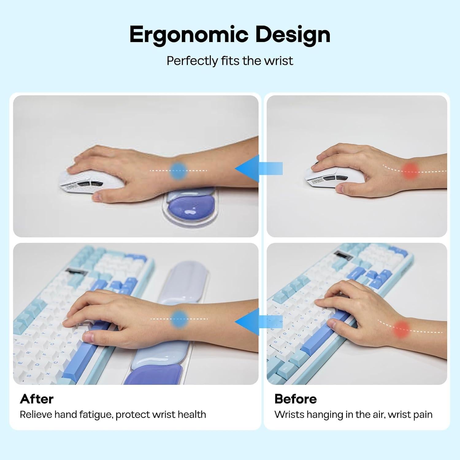 Reposamuñecas Ergonómico EPOMAKER CloudGel Azul 43.5x7.5cm