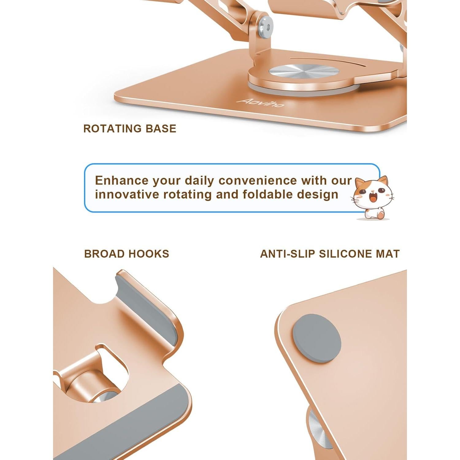 Soporte para Tablet Aoviho T8 360° Ajustable Plegable Dorado