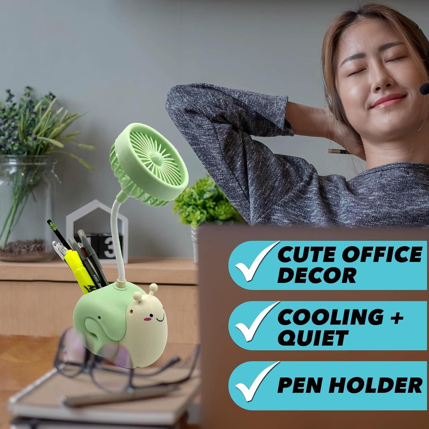 Ventilador de Mesa USB-C Ennotek Animal Verde 5V Silencioso