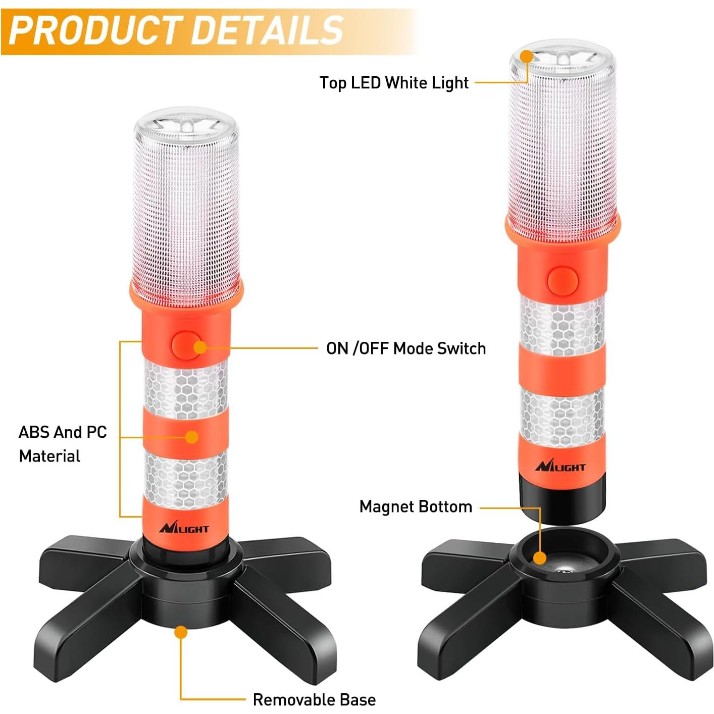 Kit de Emergencia LED Nilight - 2 Luces con Soporte y Baterías