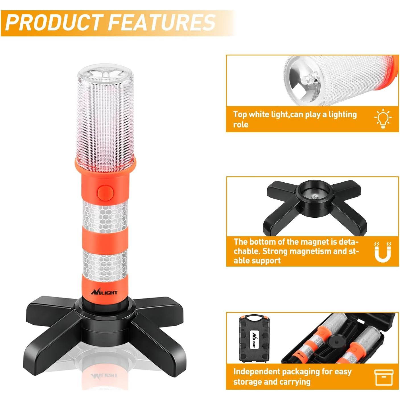 Kit de Emergencia LED Nilight - 2 Luces con Soporte y Baterías