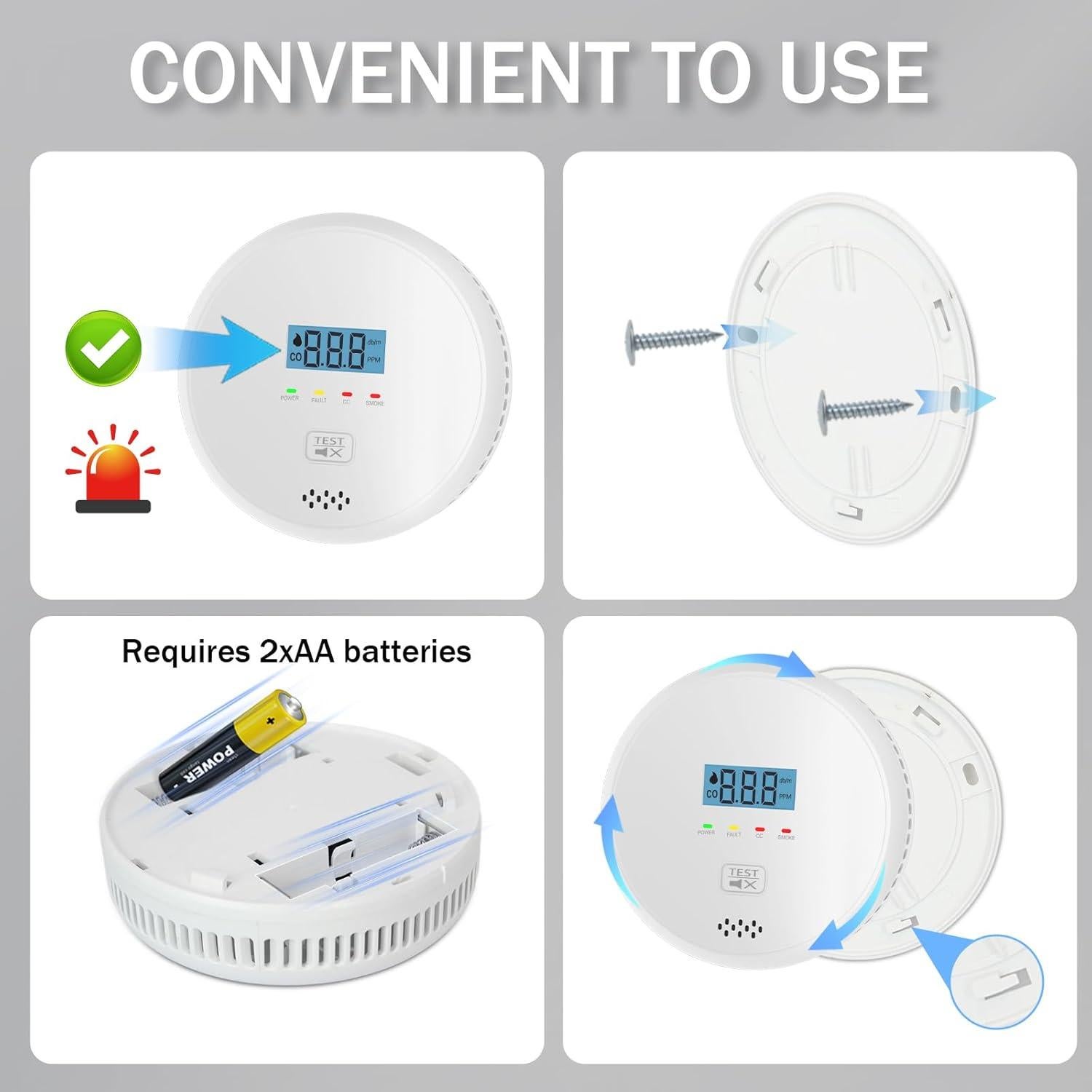Detector de Humo y Monóxido de Carbono PynDur GYL-GC107