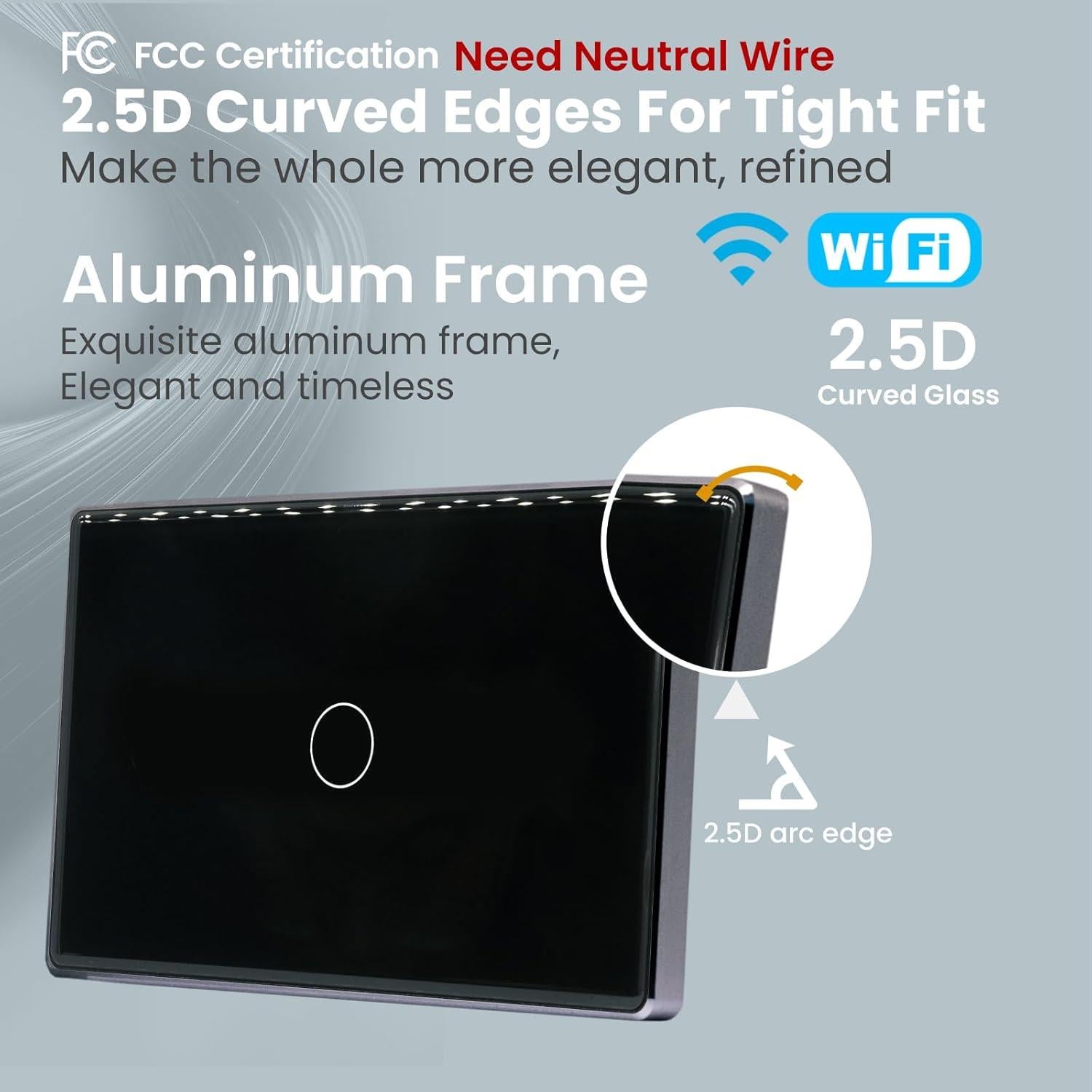 Interruptor de Luz Inteligente WiFi YUEQING 1 Gang Negro