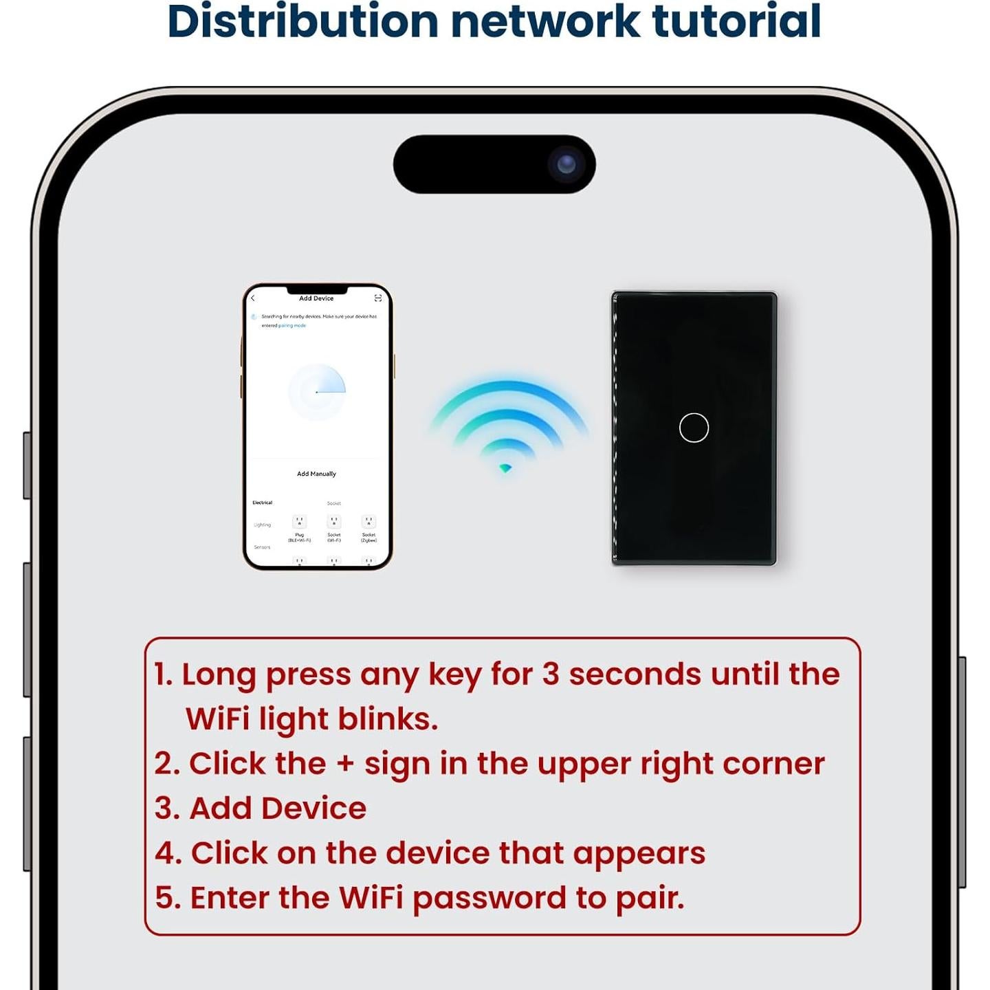 Interruptor de Luz Inteligente WiFi YUEQING 1 Gang Negro