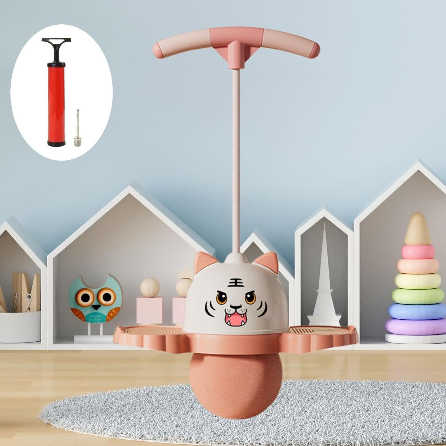 Pogo Ball con Mango Yiju para Niños, Rosa, 38x90 cm