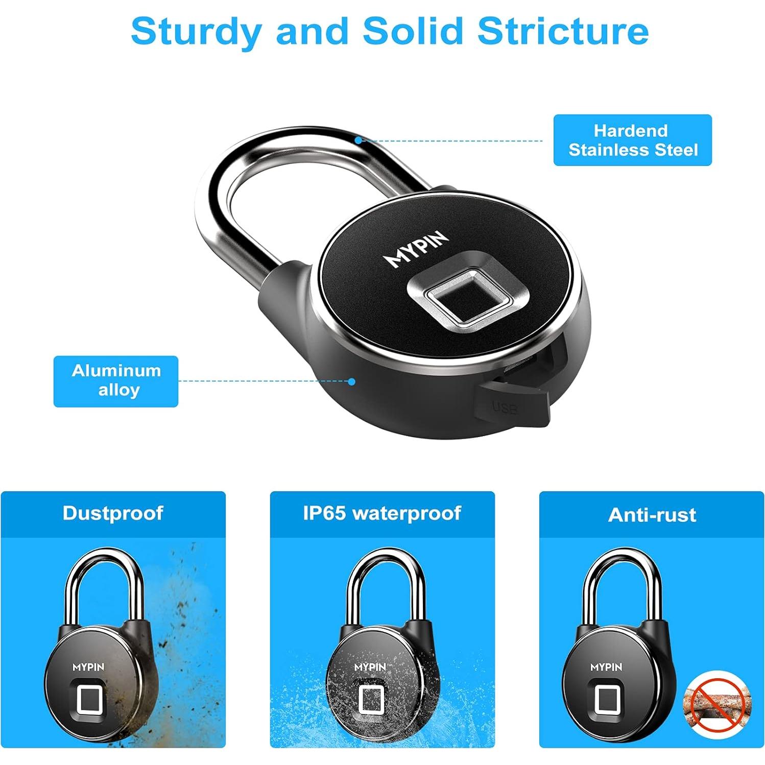 Candado Inteligente MYPIN con Huella Dactilar y Bluetooth