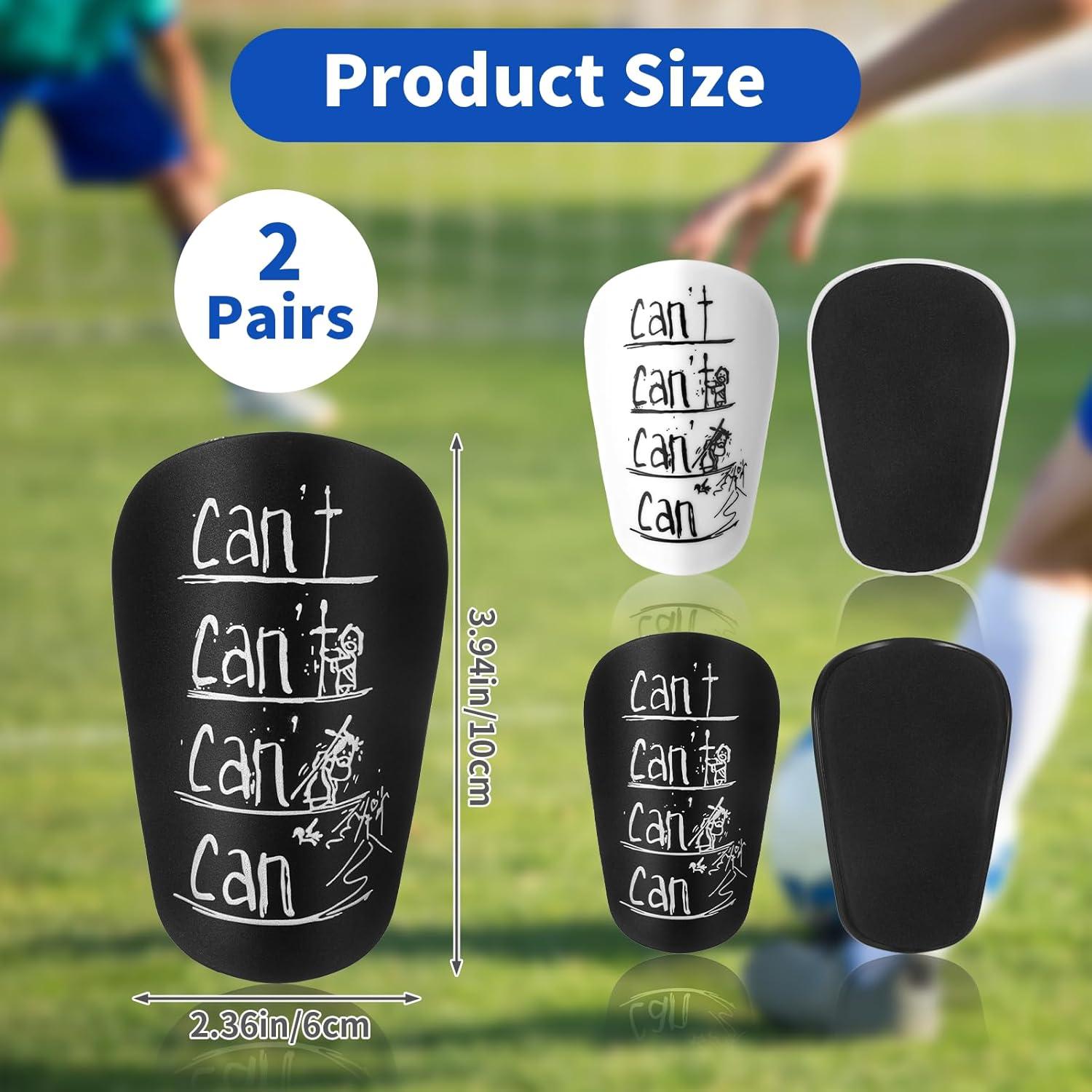 2 Pares Mini Espinilleras Fútbol Hoohnnaa 10x6 cm Negro y Blanco