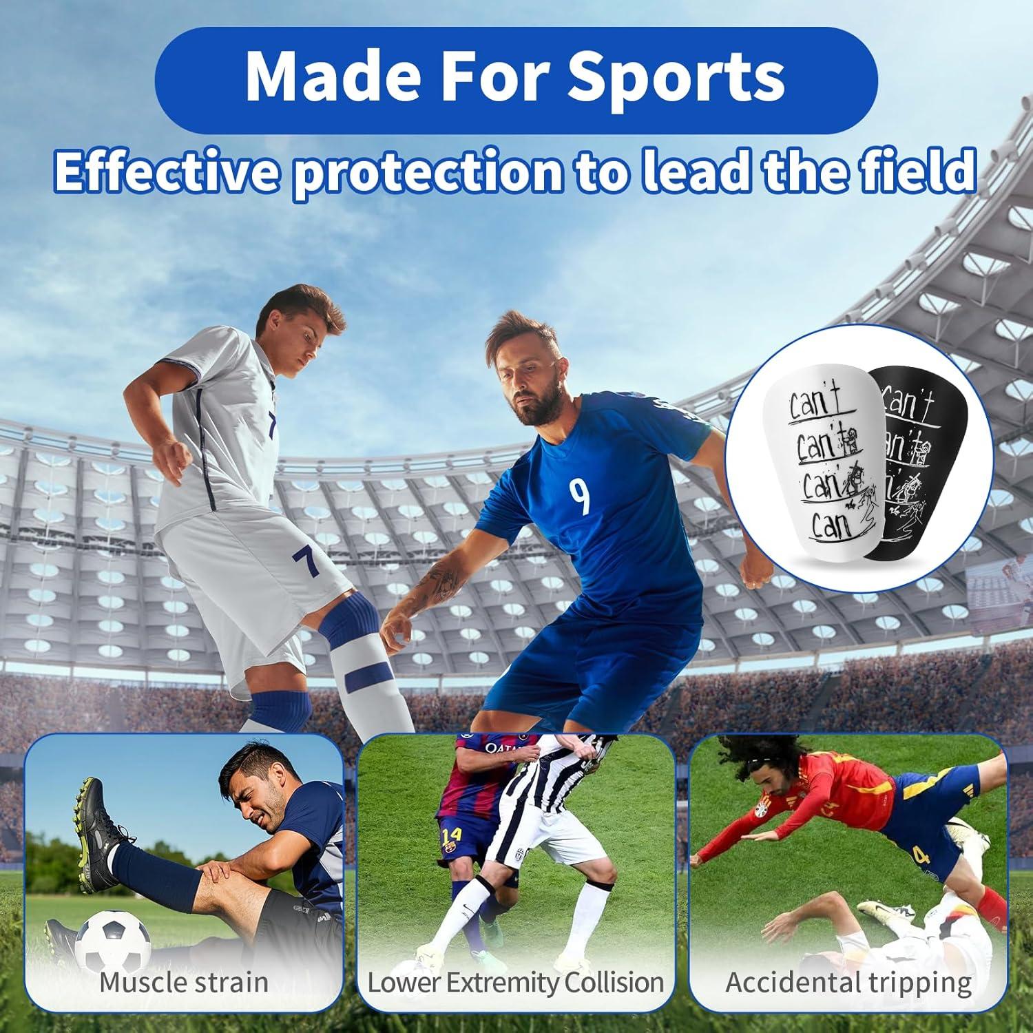 2 Pares Mini Espinilleras Fútbol Hoohnnaa 10x6 cm Negro y Blanco