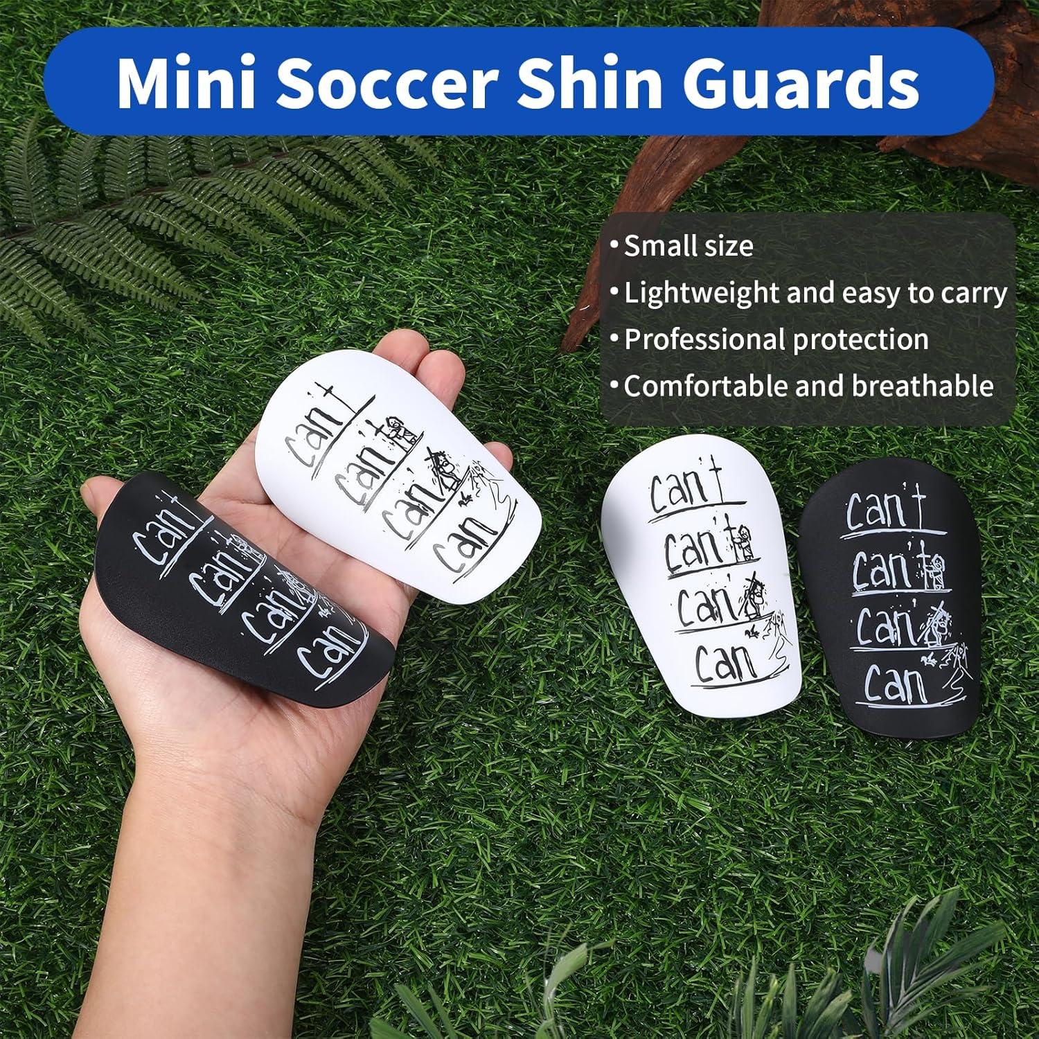 2 Pares Mini Espinilleras Fútbol Hoohnnaa 10x6 cm Negro y Blanco