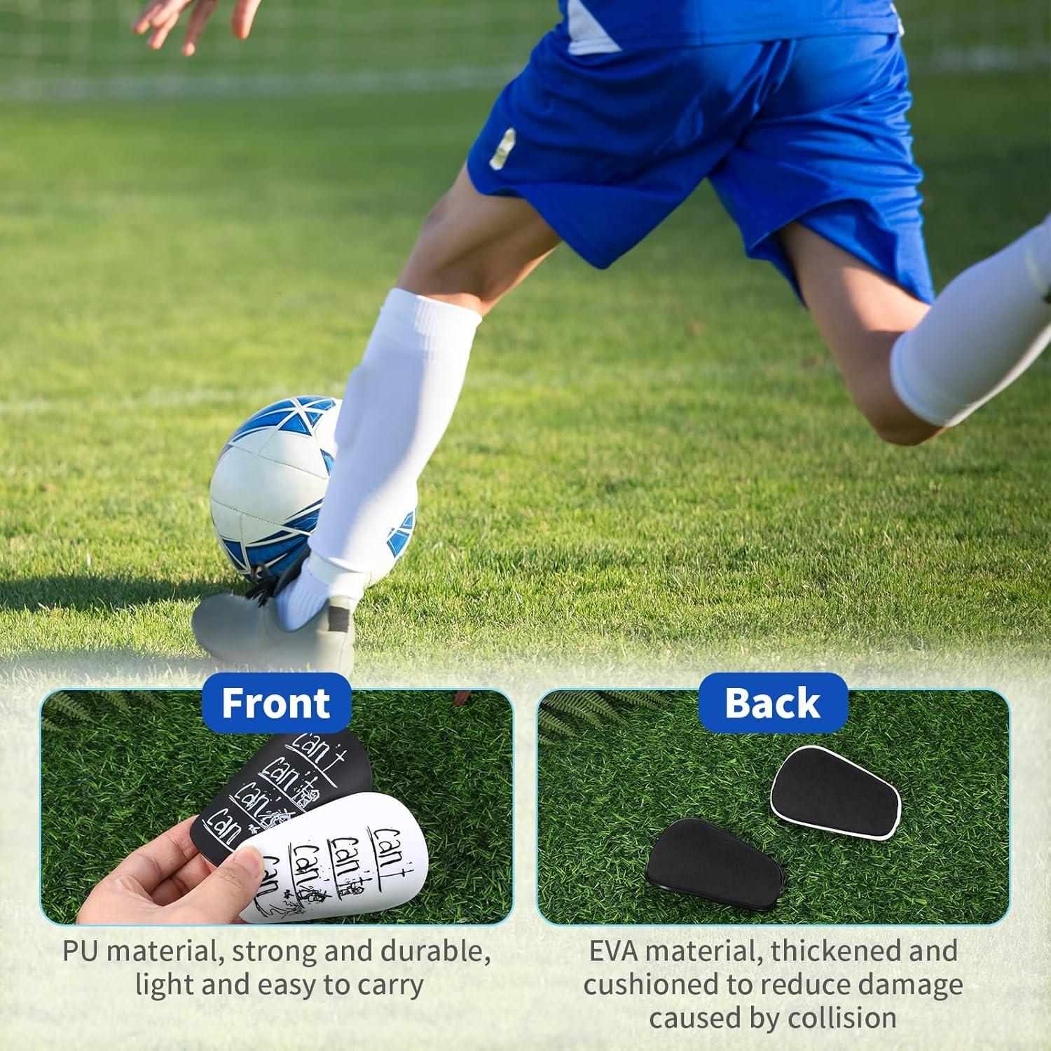 2 Pares Mini Espinilleras Fútbol Hoohnnaa 10x6 cm Negro y Blanco