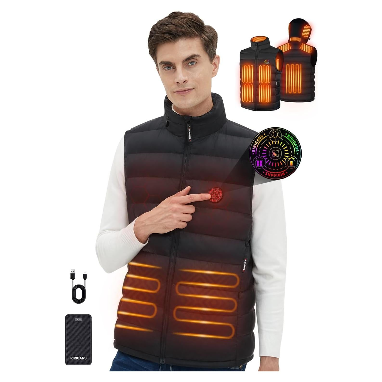 Chaleco Térmico RIRIGANS Hombre X-Large 10 Zonas Calentamiento