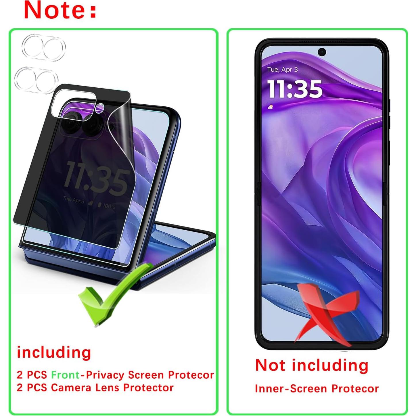 Zeking Protector de Pantalla y Lente para Motorola Razr 50