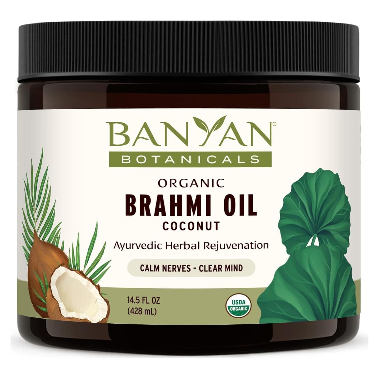 Aceite de Masaje Ayurvédico Orgánico Banyan 414 ml - Brahmi y Coco