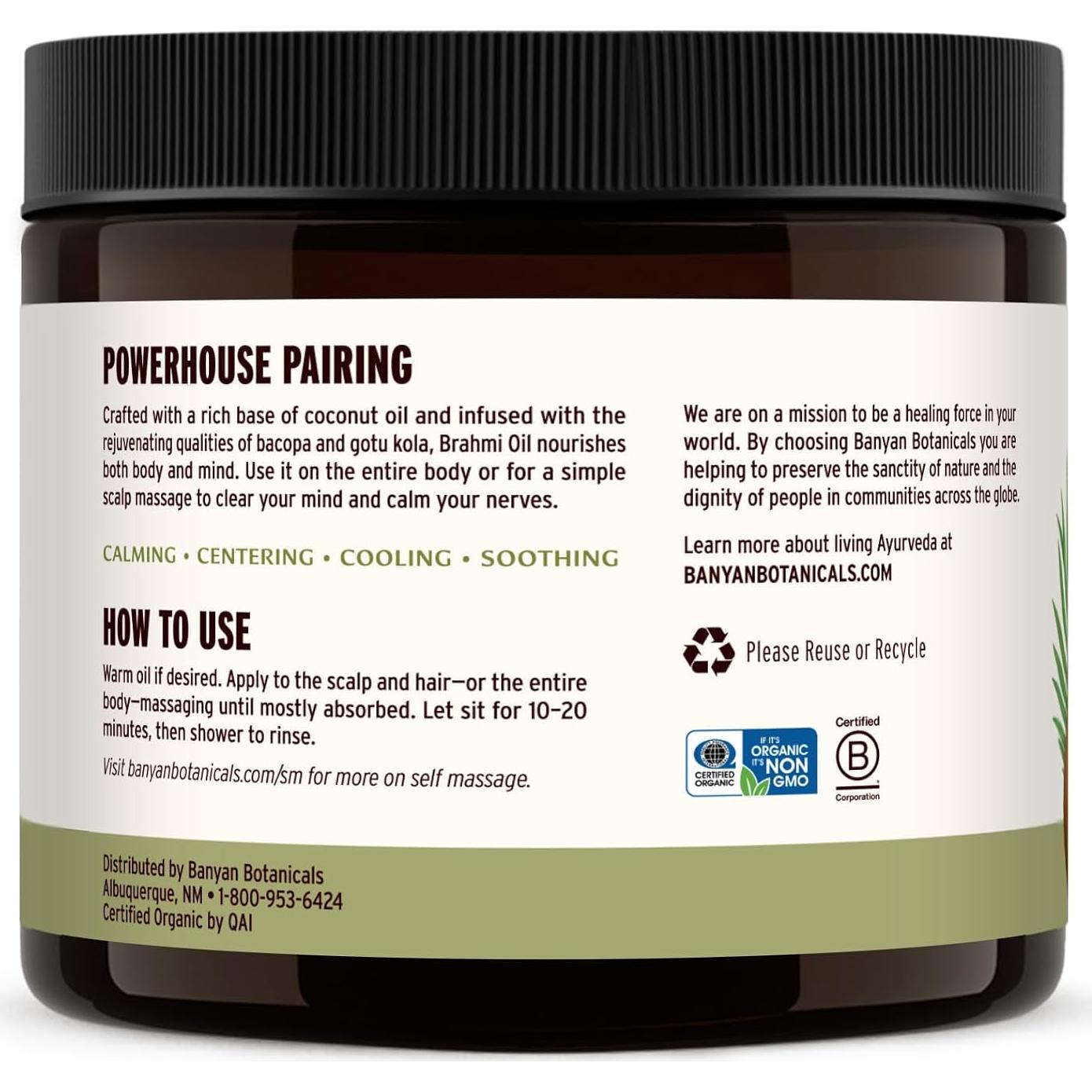 Aceite de Masaje Ayurvédico Orgánico Banyan 414 ml - Brahmi y Coco