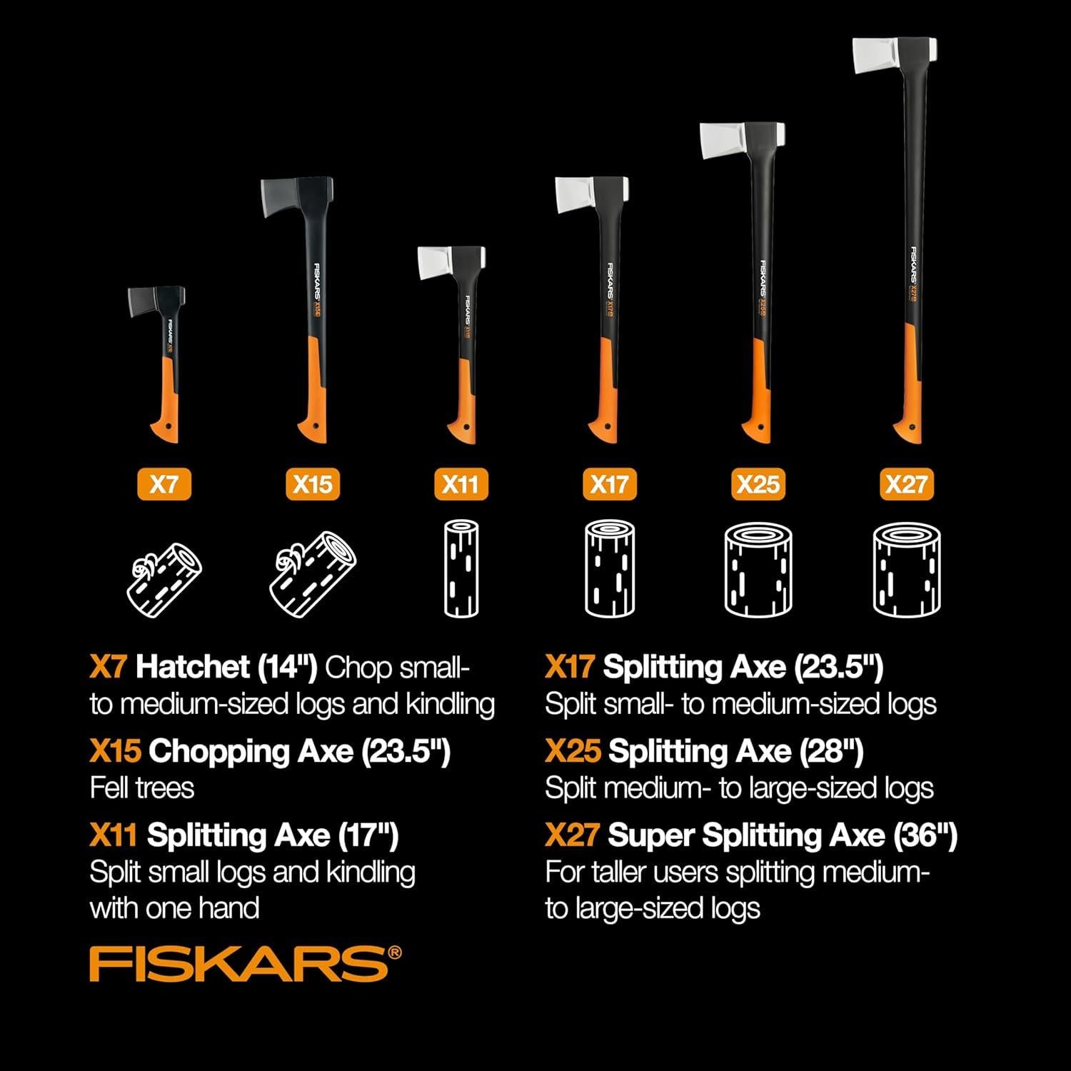 Hacha Fiskars X7 para Partir Madera 35.56 cm 0.68 kg