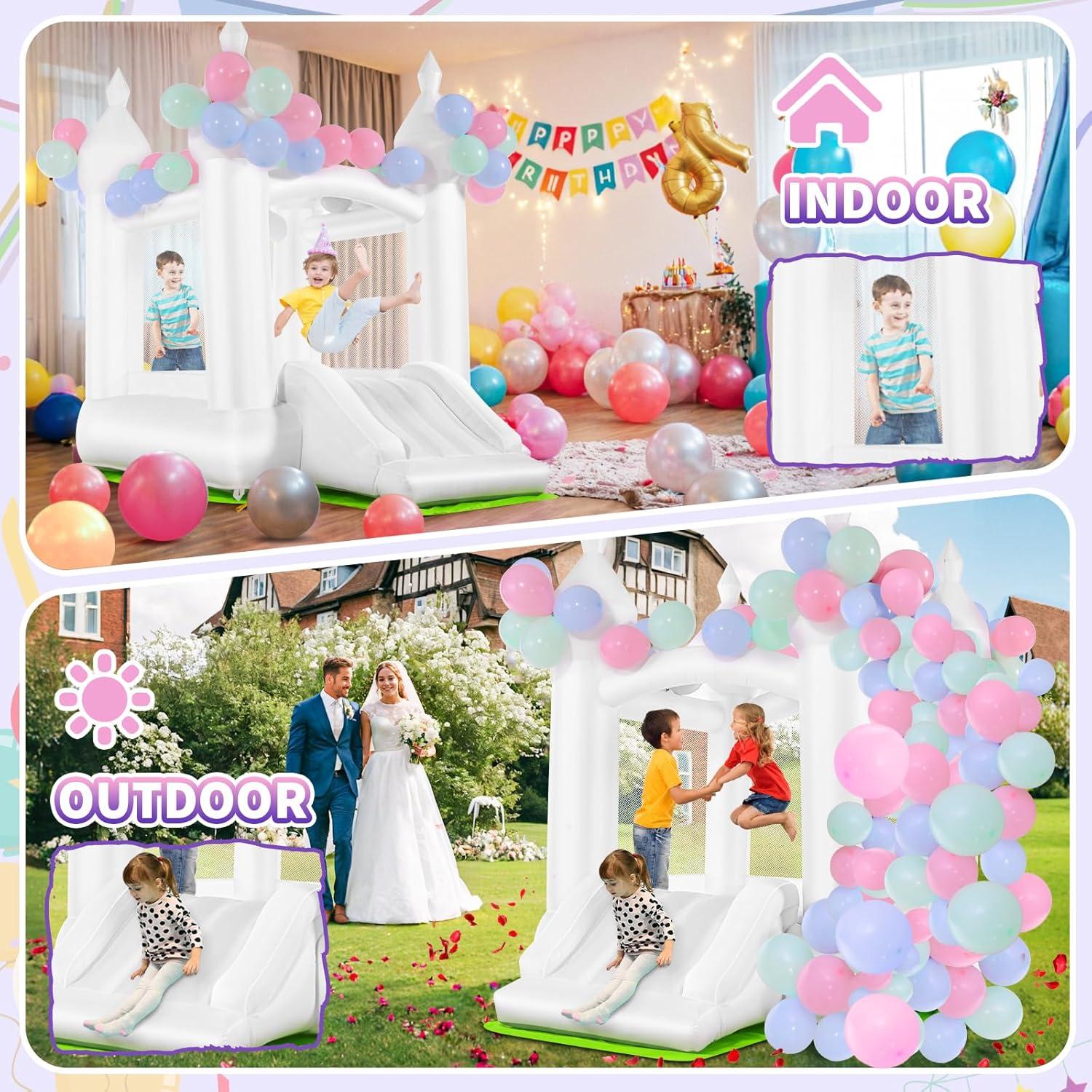 Castillo Inflable AKEYDIY Blanco 256.5x177.8x241.3 cm para Niños