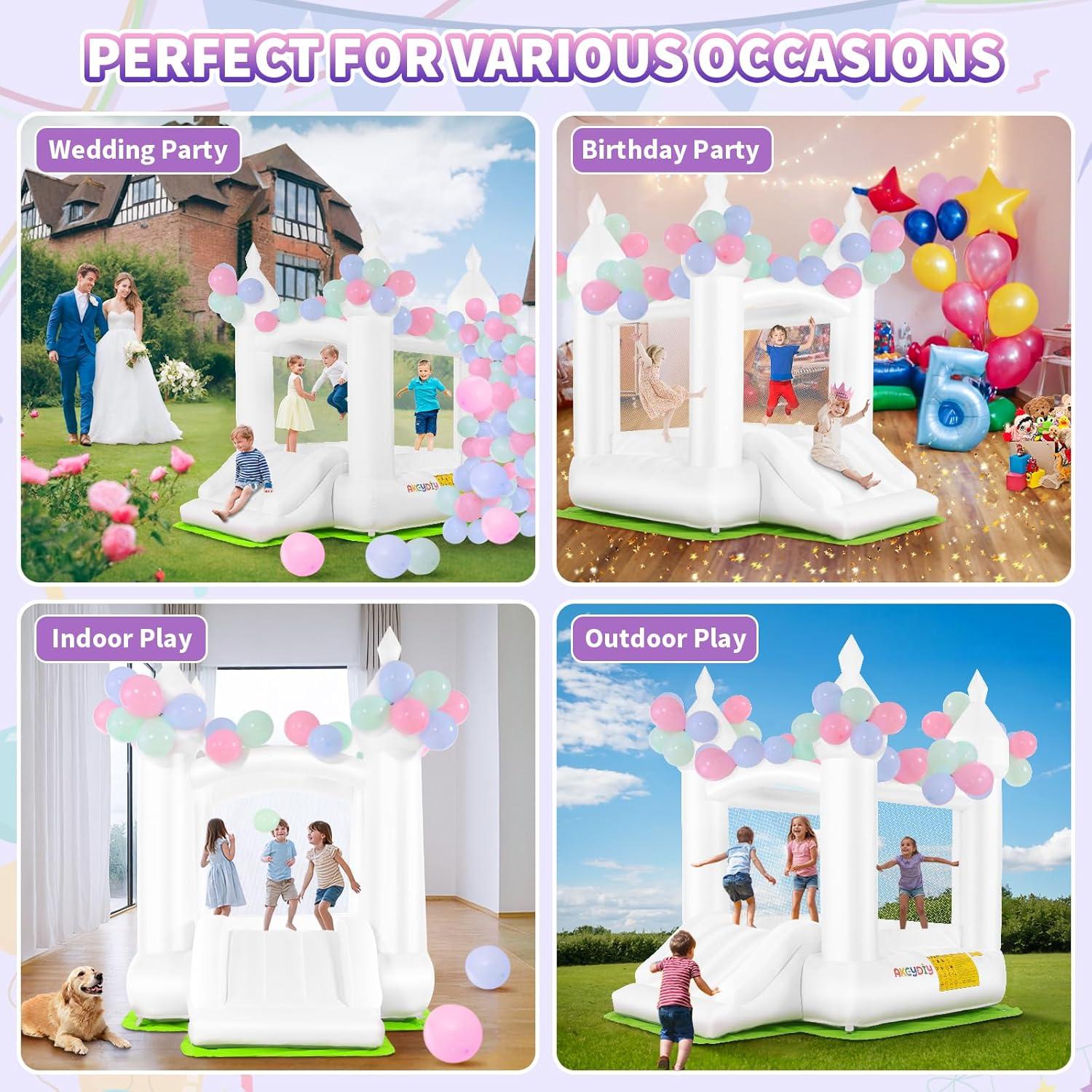 Castillo Inflable AKEYDIY Blanco 256.5x177.8x241.3 cm para Niños
