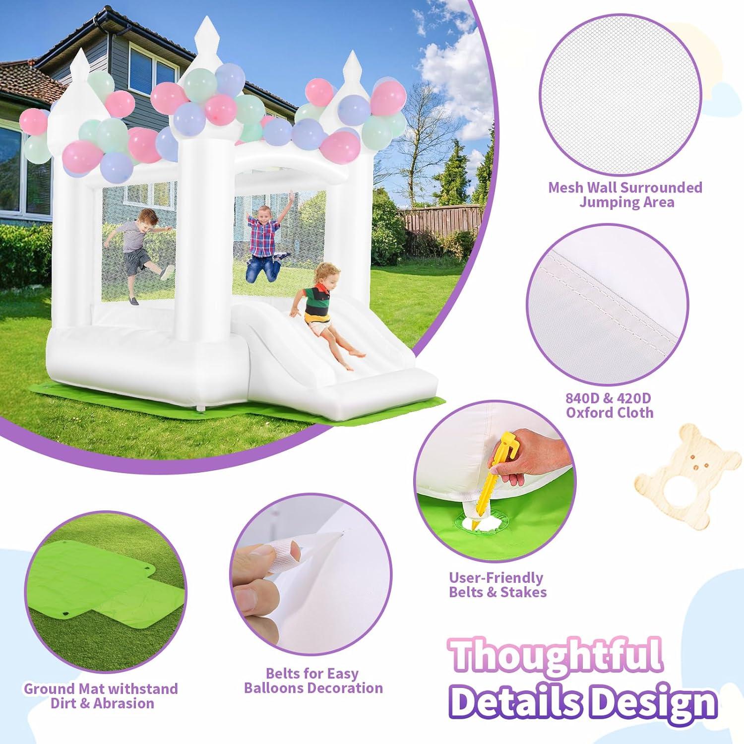 Castillo Inflable AKEYDIY Blanco 256.5x177.8x241.3 cm para Niños