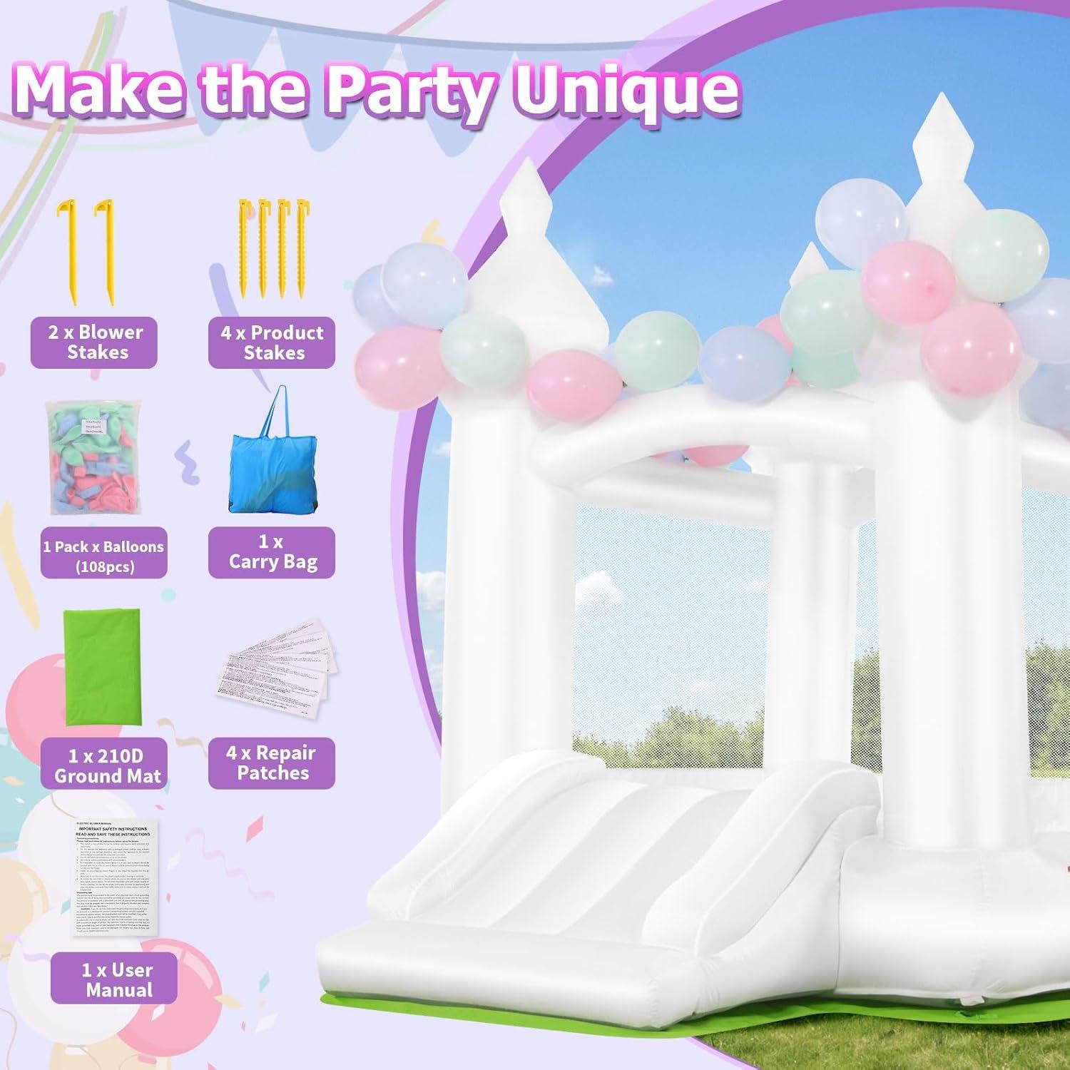 Castillo Inflable AKEYDIY Blanco 256.5x177.8x241.3 cm para Niños