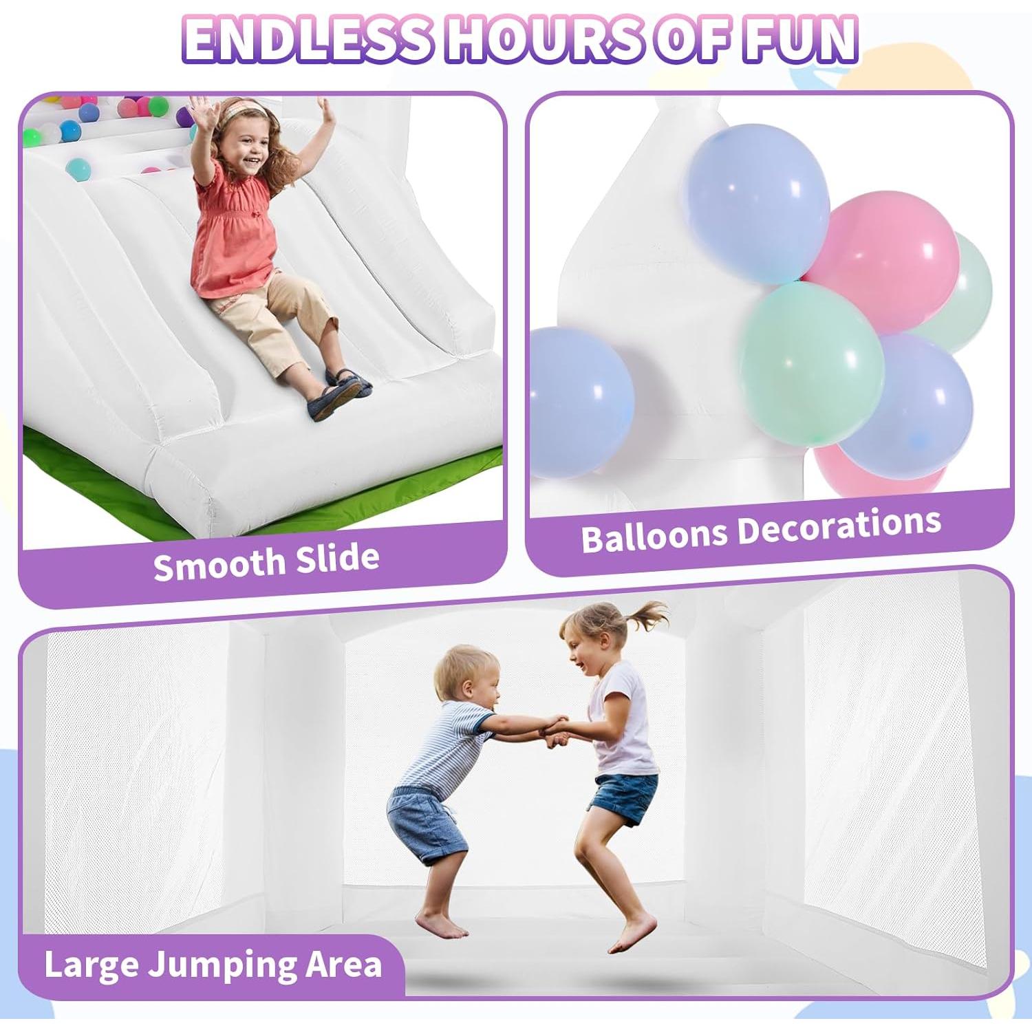 Castillo Inflable AKEYDIY Blanco 256.5x177.8x241.3 cm para Niños