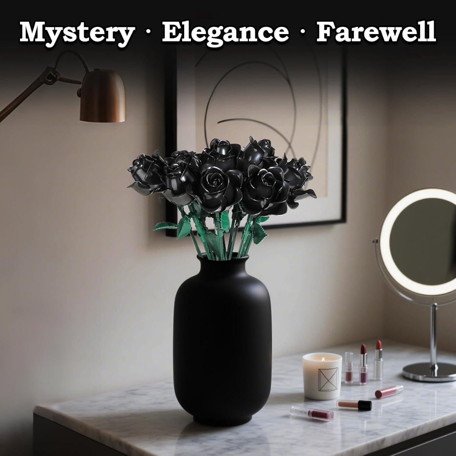 Set de Bloques de Construcción 12 Rosas Negras HAYXUN 585 PCS